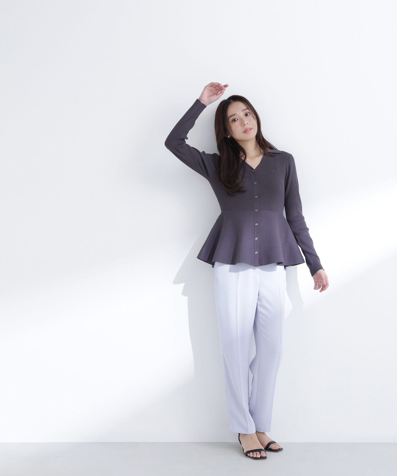  「スキッパーペプラムリブニット」|ニット・セーター|