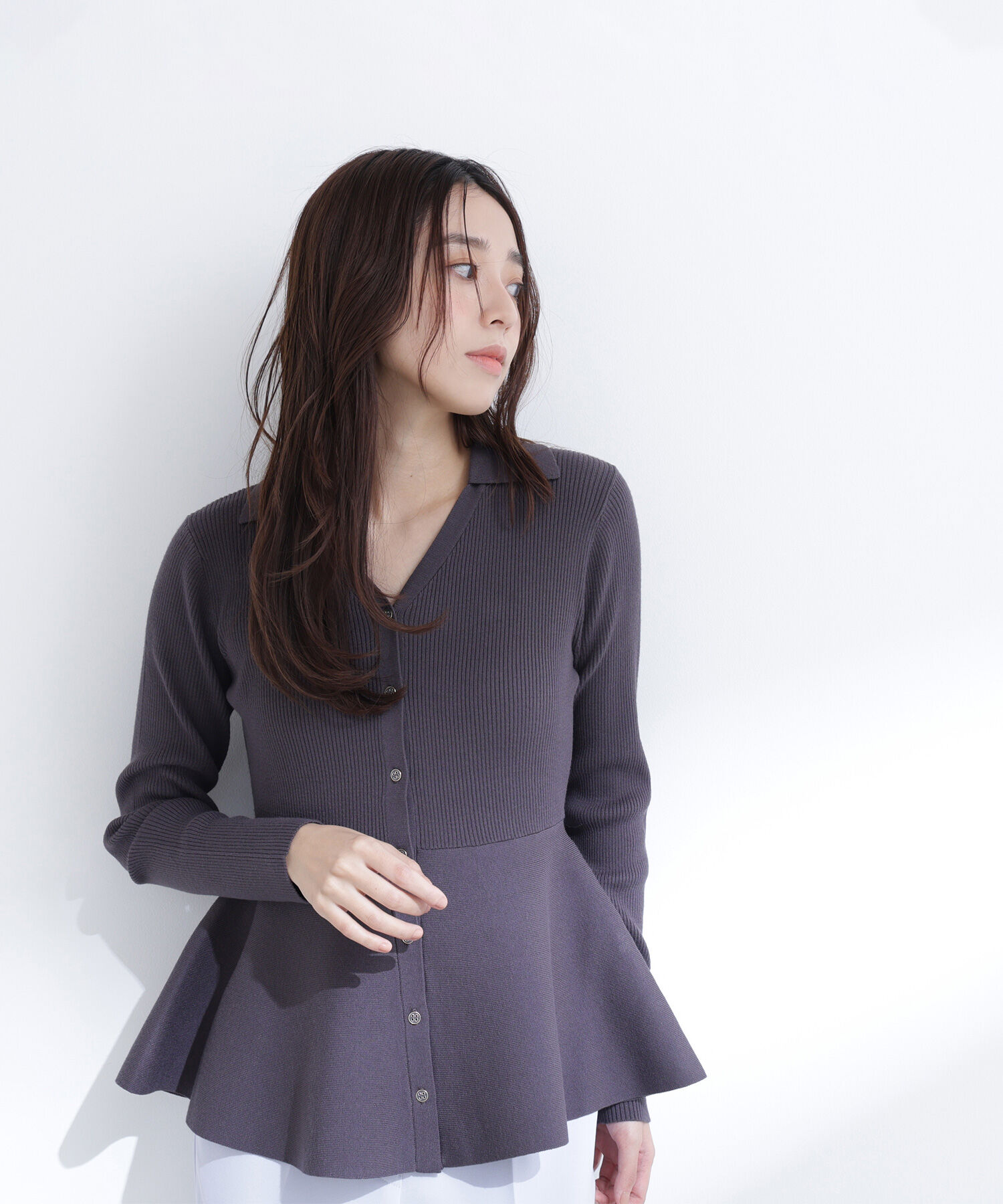  「スキッパーペプラムリブニット」|ニット・セーター|