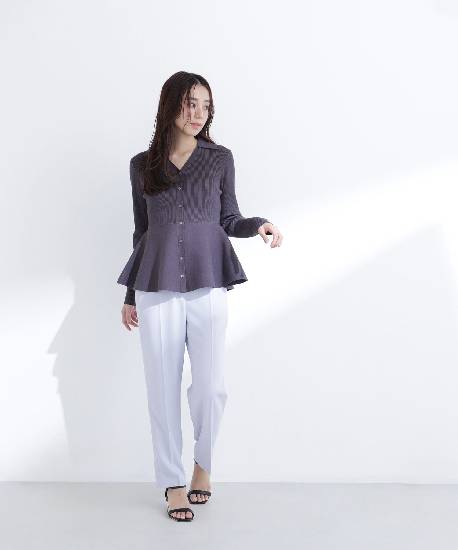  「スキッパーペプラムリブニット」|ニット・セーター|