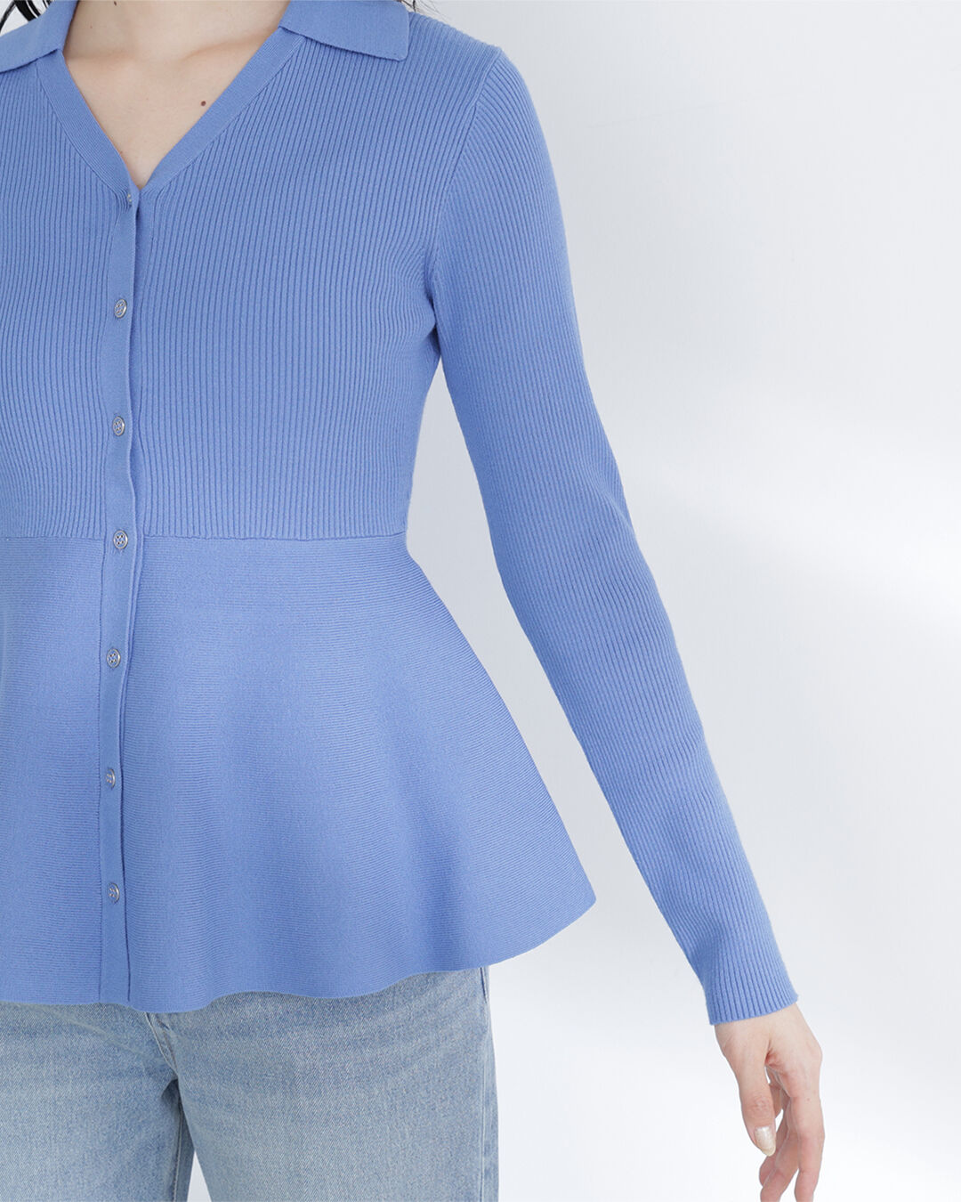  「スキッパーペプラムリブニット」|ニット・セーター|