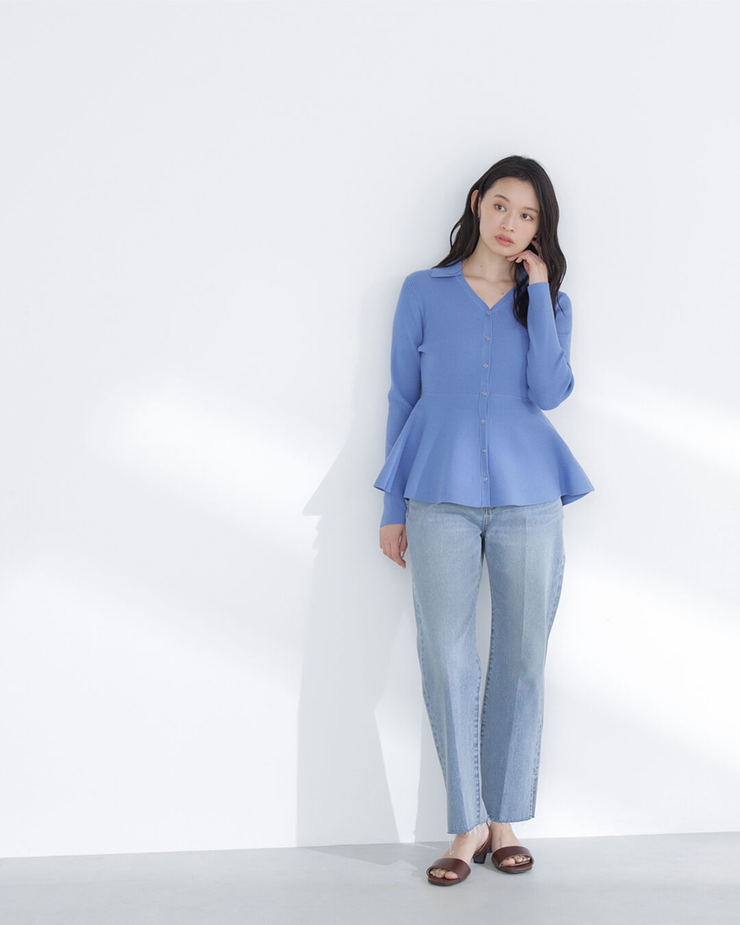  「スキッパーペプラムリブニット」|ニット・セーター|