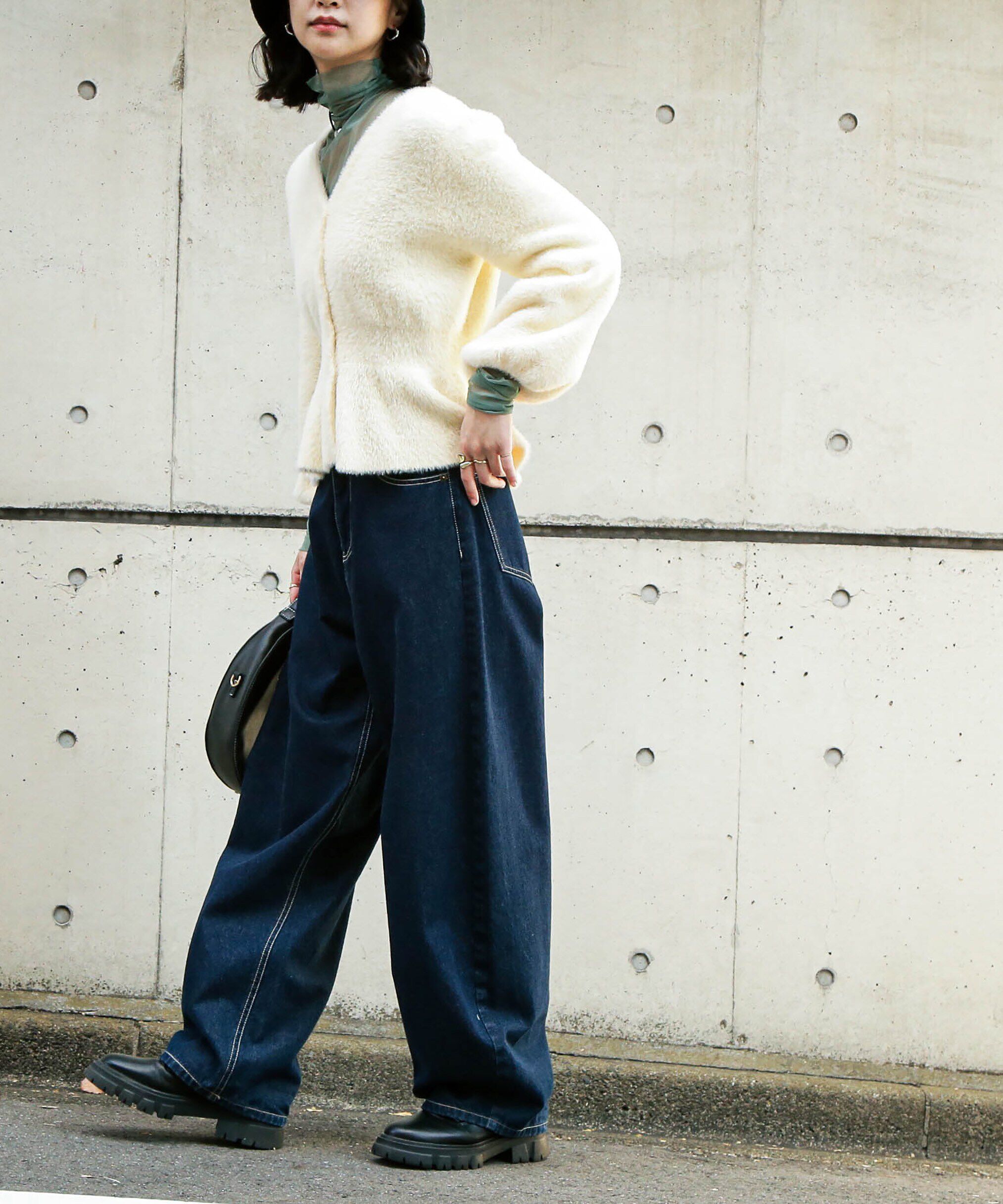  「ショートシャギーペプラムニットカーディガン」|ニット・セーター|