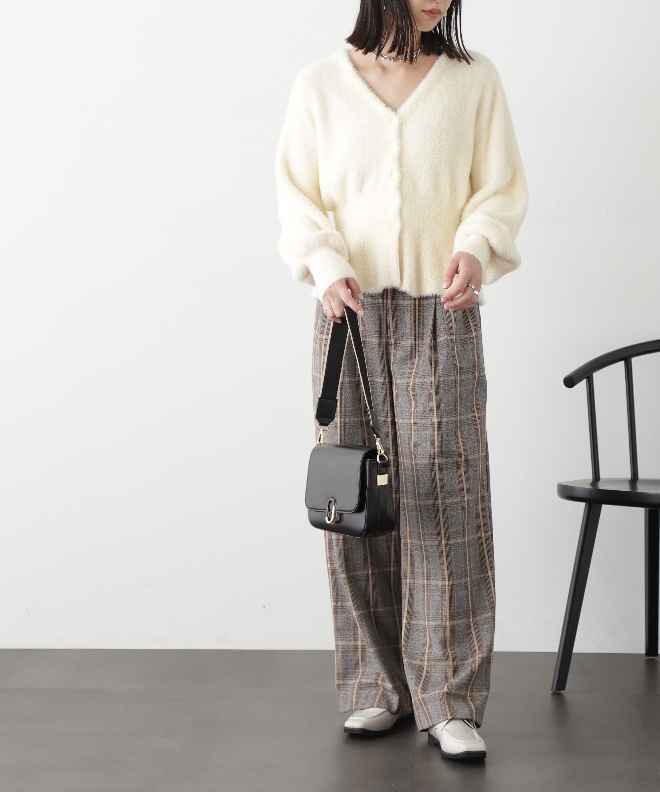  「ショートシャギーペプラムニットカーディガン」|ニット・セーター|