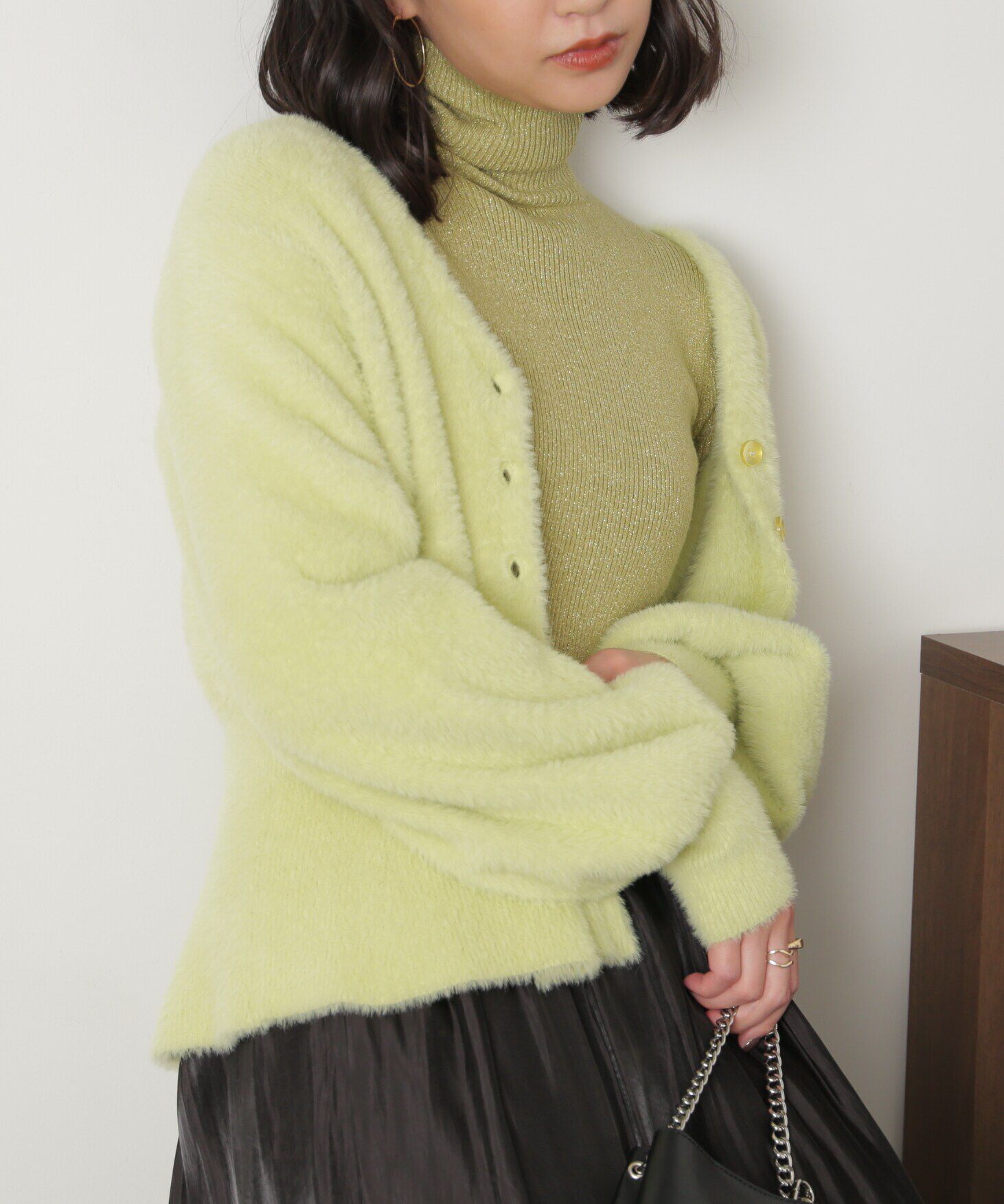  「ショートシャギーペプラムニットカーディガン」|ニット・セーター|