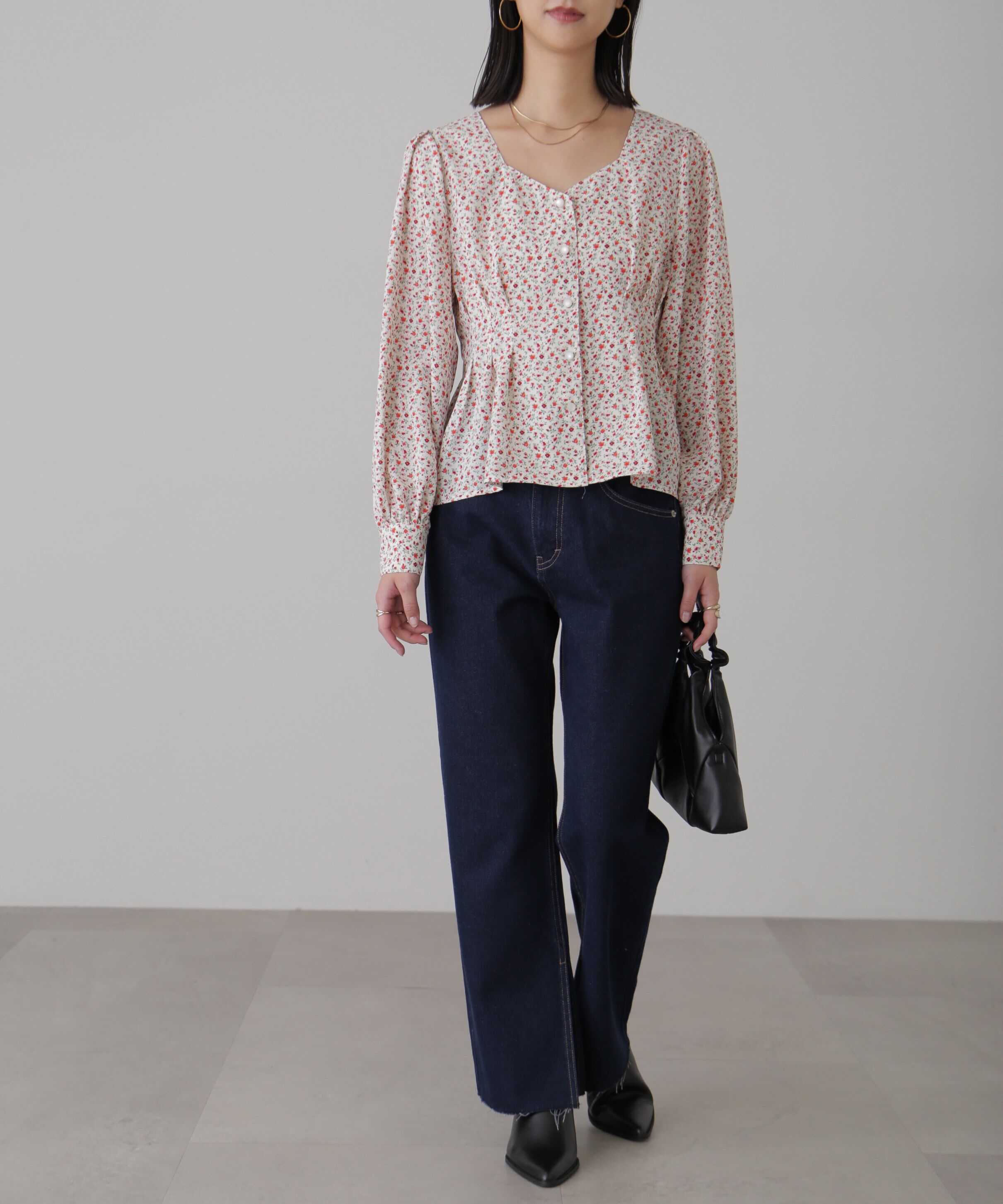  「ウエストタック花柄ブラウス」|シャツ・ブラウス|