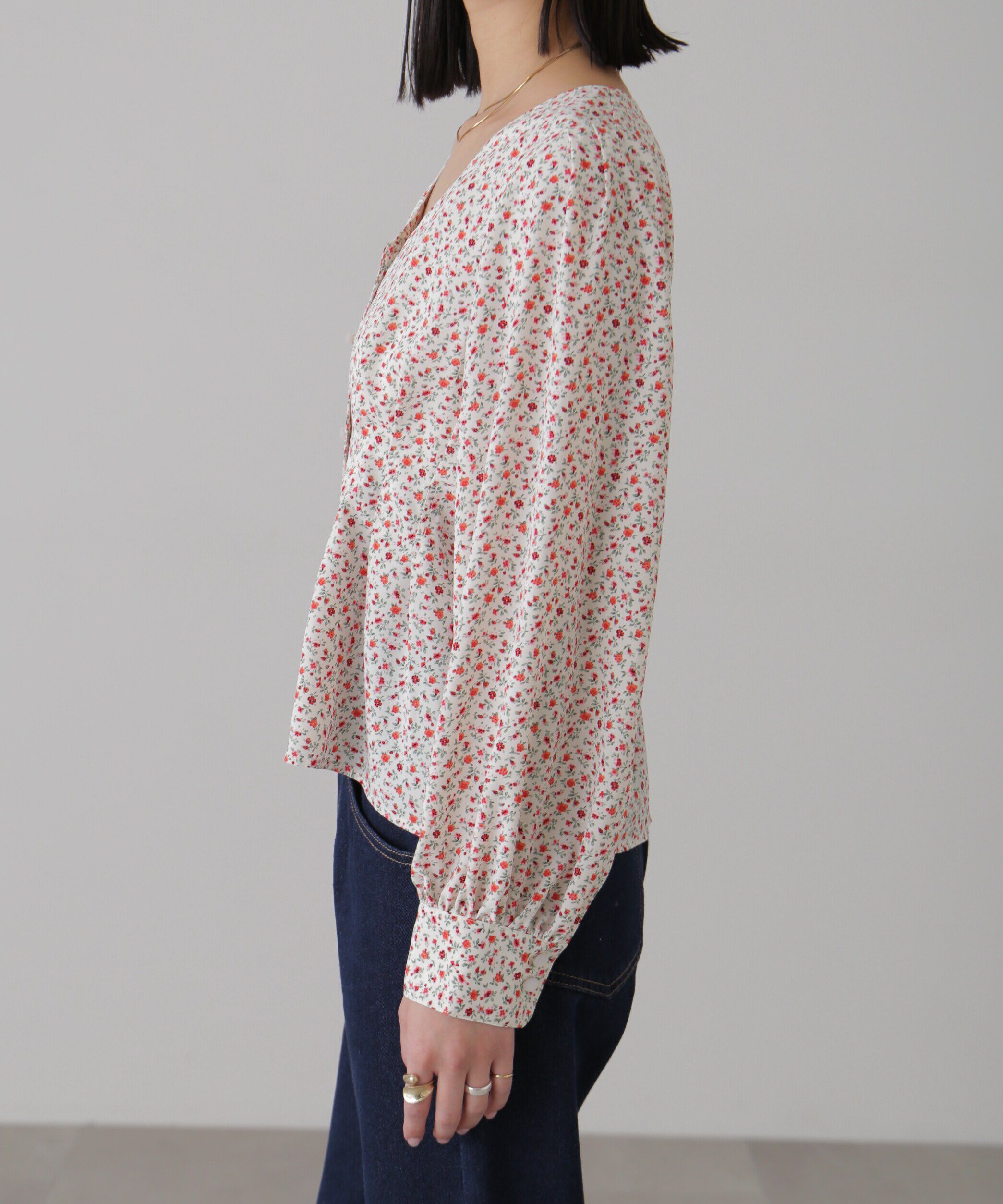  「ウエストタック花柄ブラウス」|シャツ・ブラウス|