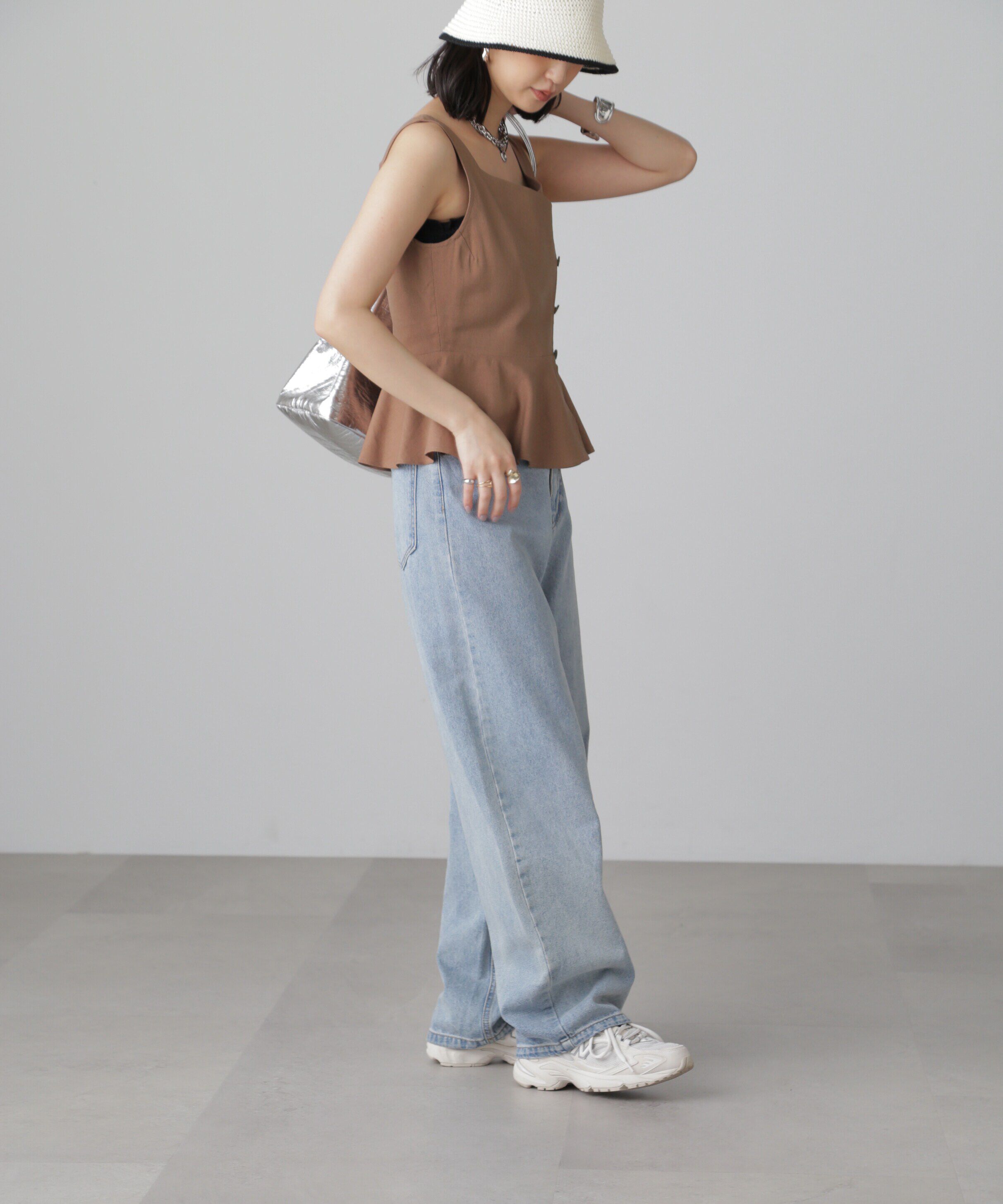  「リネンアシメボタンペプラムブラウス」|シャツ・ブラウス|