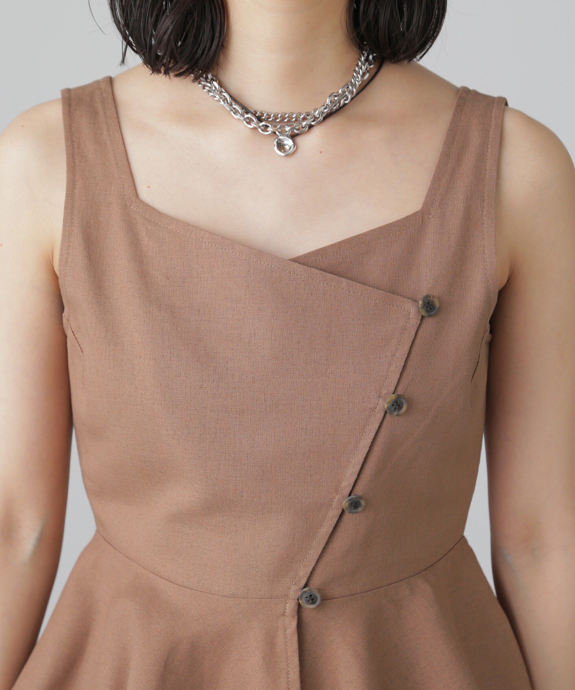  「リネンアシメボタンペプラムブラウス」|シャツ・ブラウス|