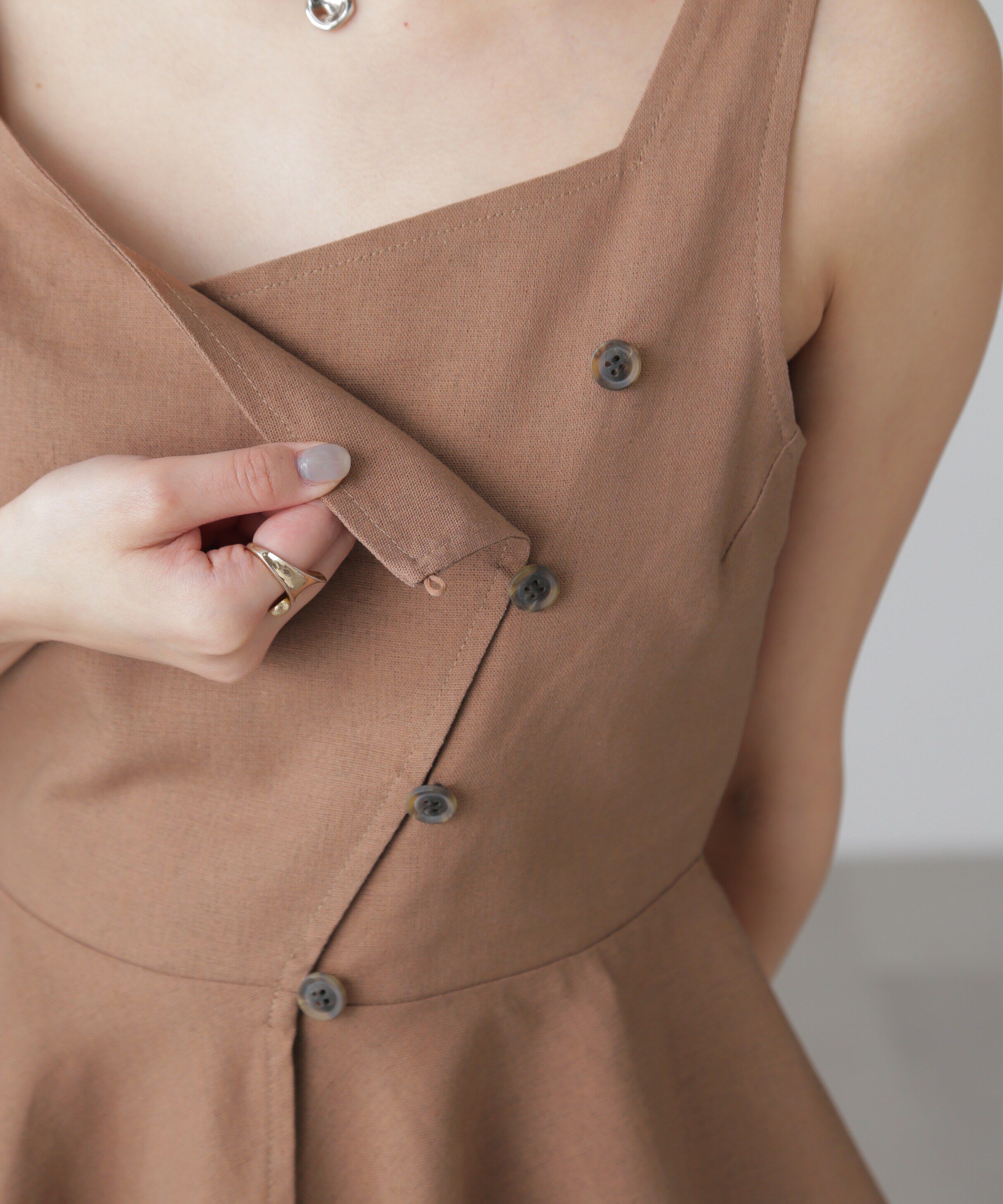  「リネンアシメボタンペプラムブラウス」|シャツ・ブラウス|