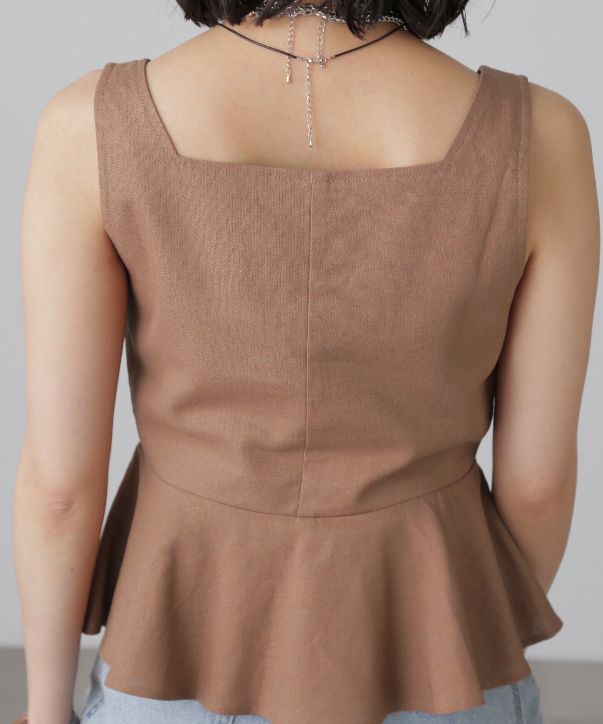  「リネンアシメボタンペプラムブラウス」|シャツ・ブラウス|