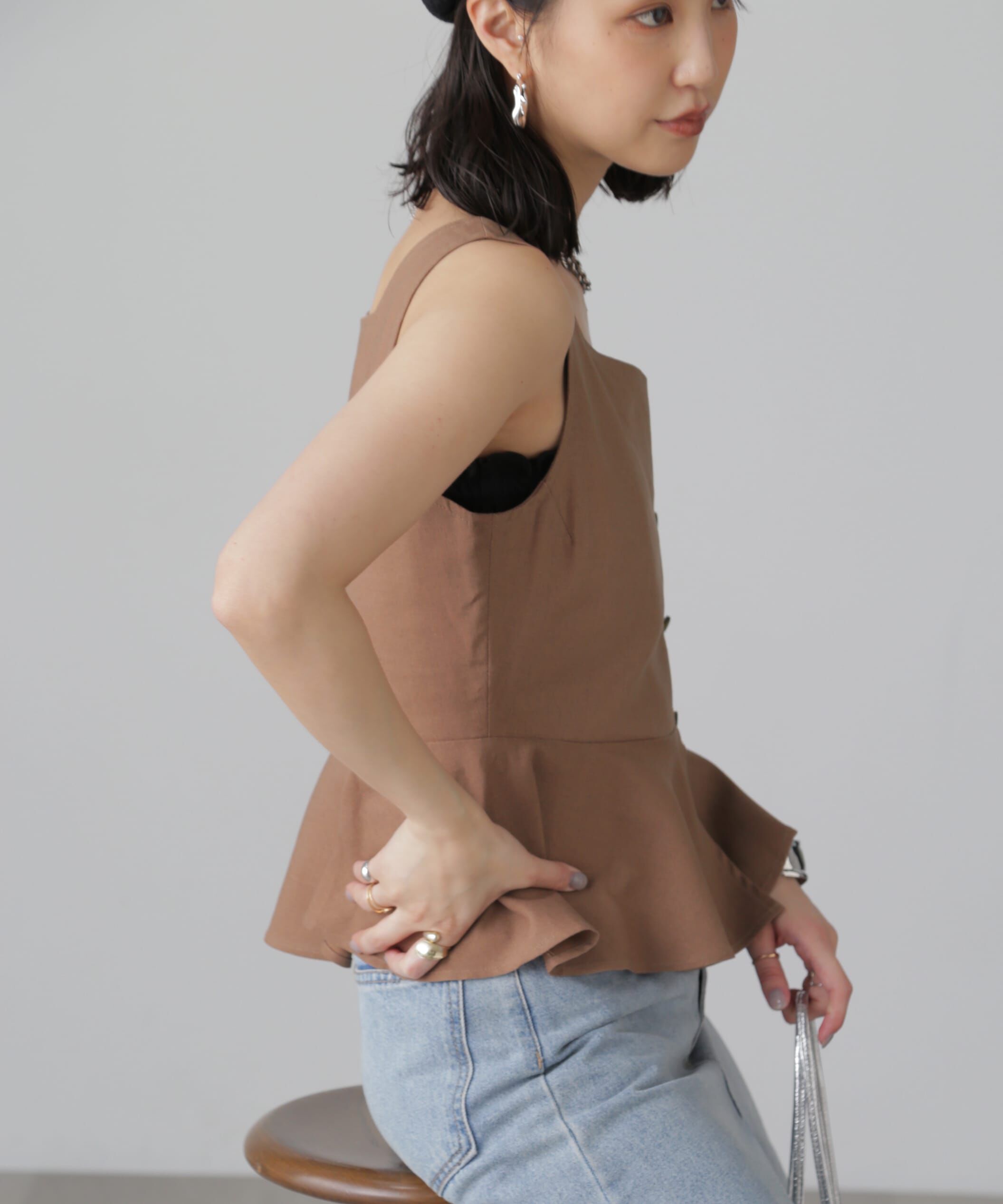  「リネンアシメボタンペプラムブラウス」|シャツ・ブラウス|