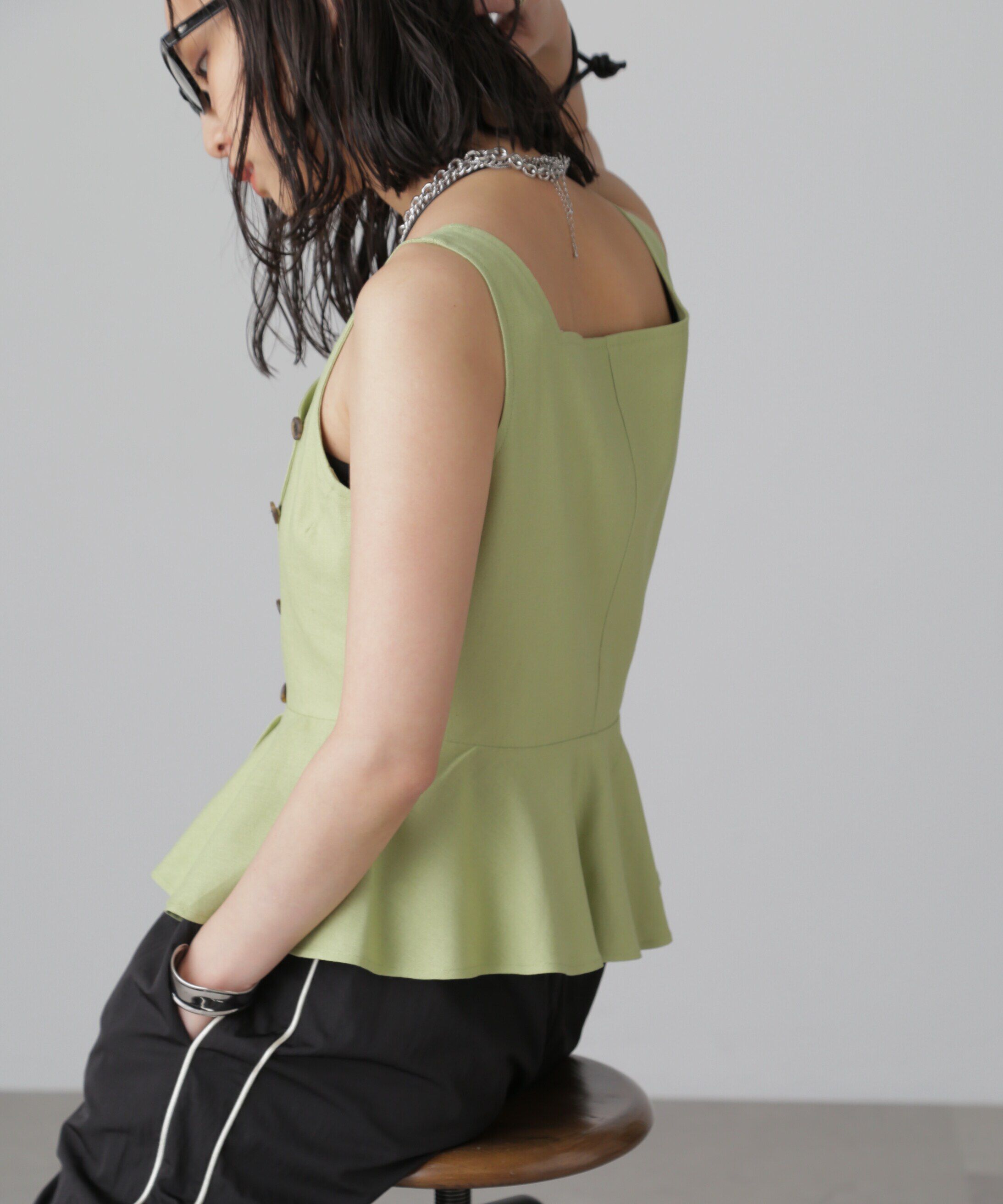  「リネンアシメボタンペプラムブラウス」|シャツ・ブラウス|