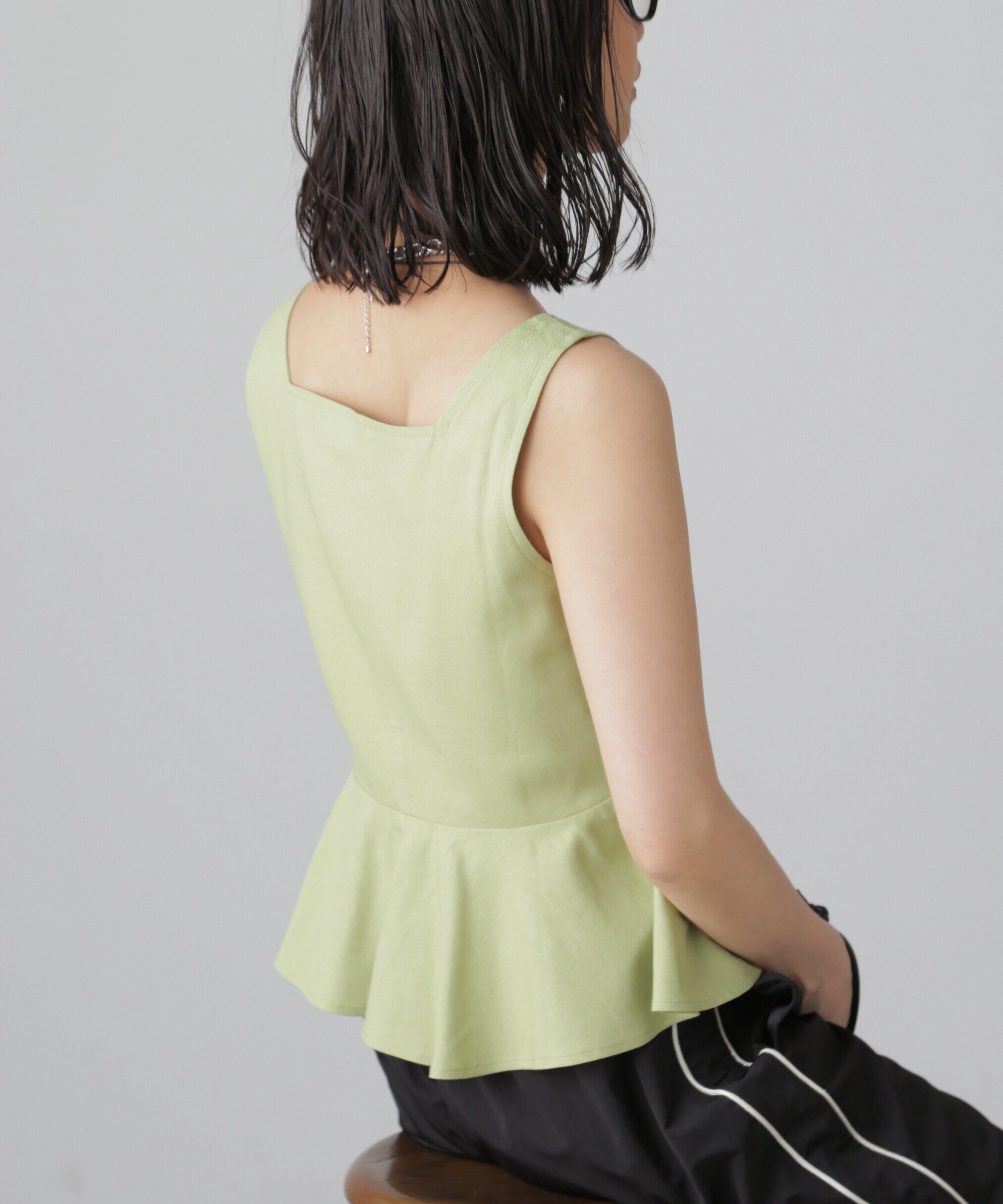  「リネンアシメボタンペプラムブラウス」|シャツ・ブラウス|