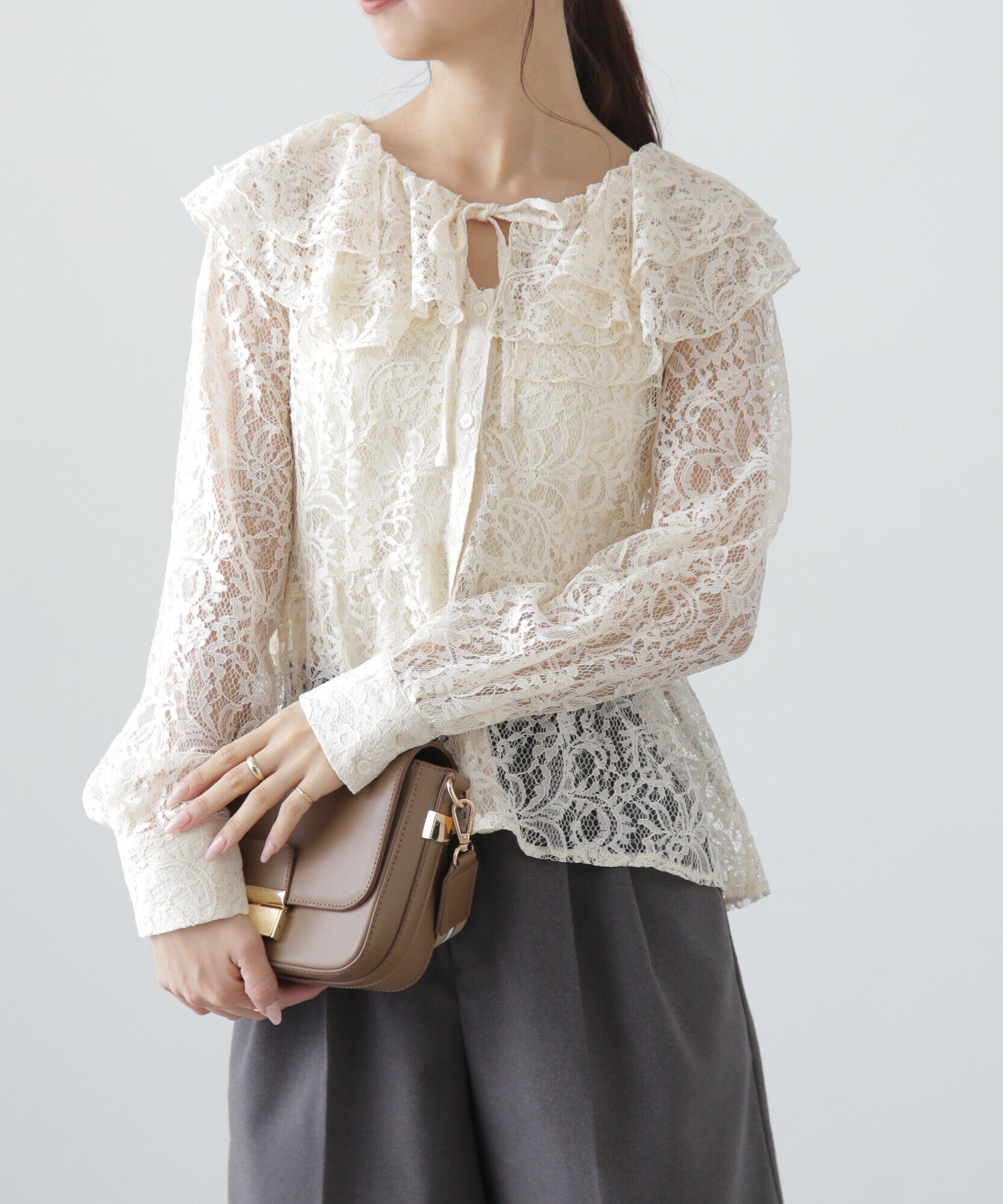  「フリル襟ペプラムシャツ」|シャツ・ブラウス|