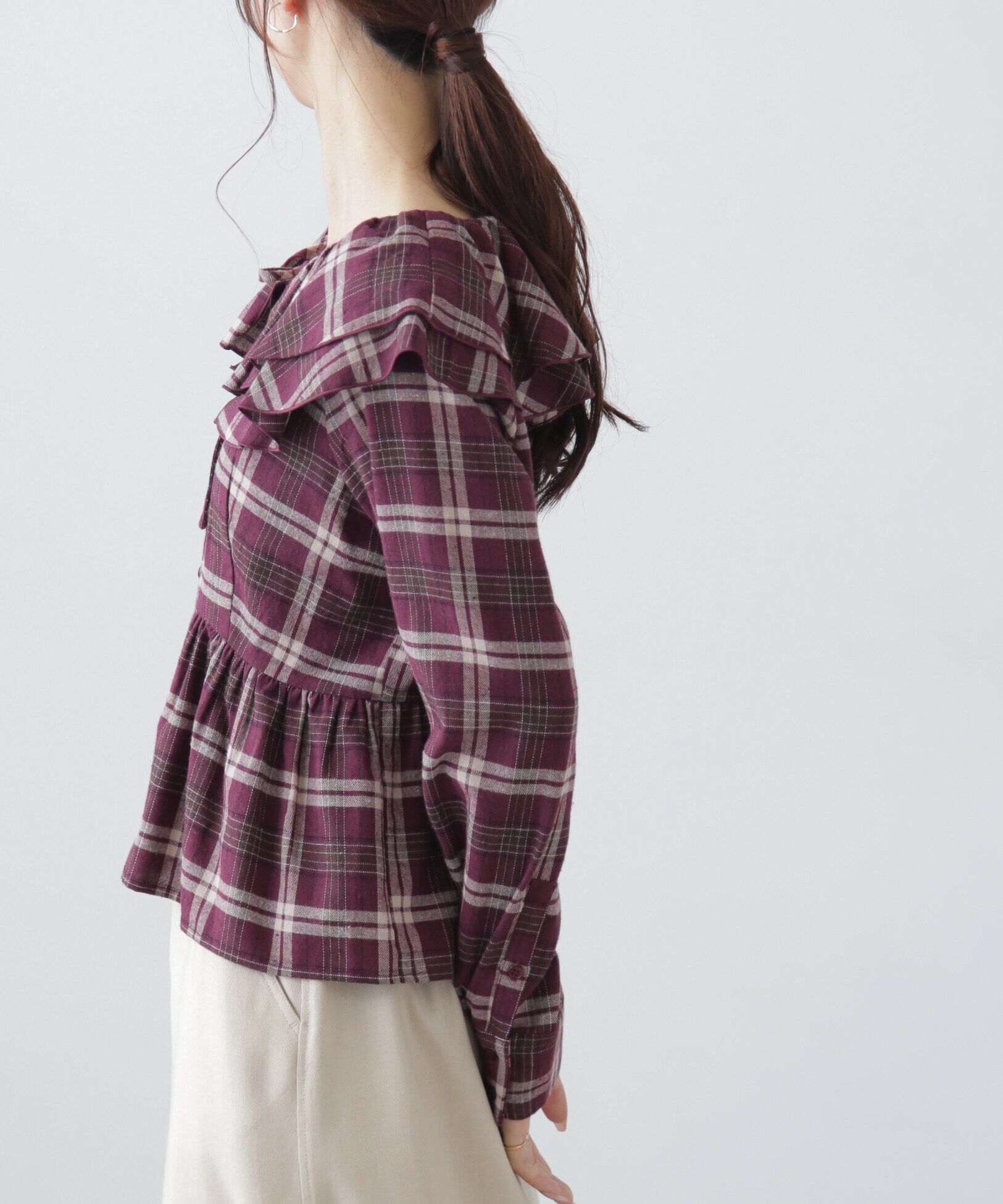  「フリル襟ペプラムシャツ」|シャツ・ブラウス|