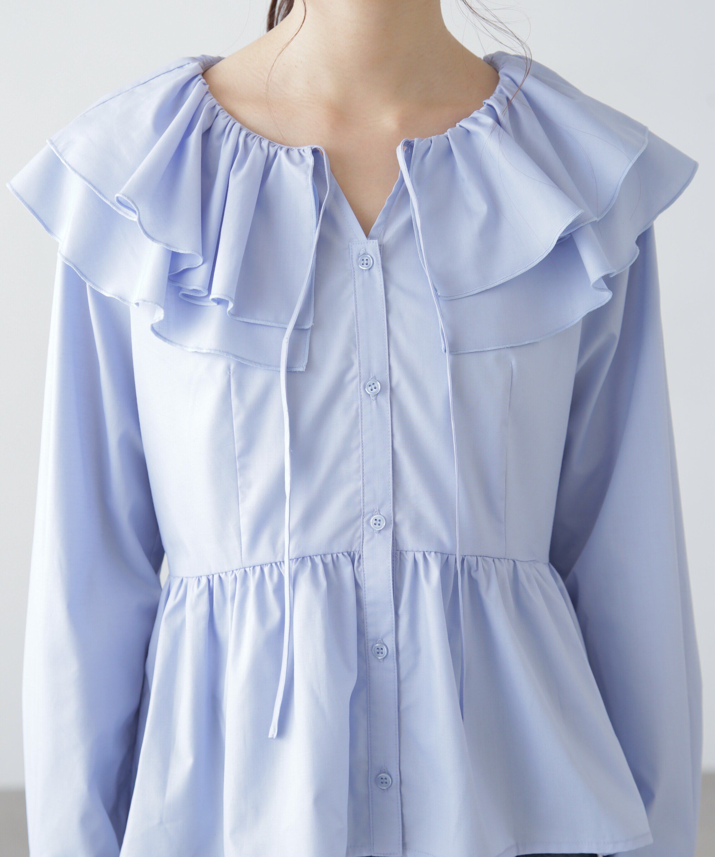  「フリル襟ペプラムシャツ」|シャツ・ブラウス|