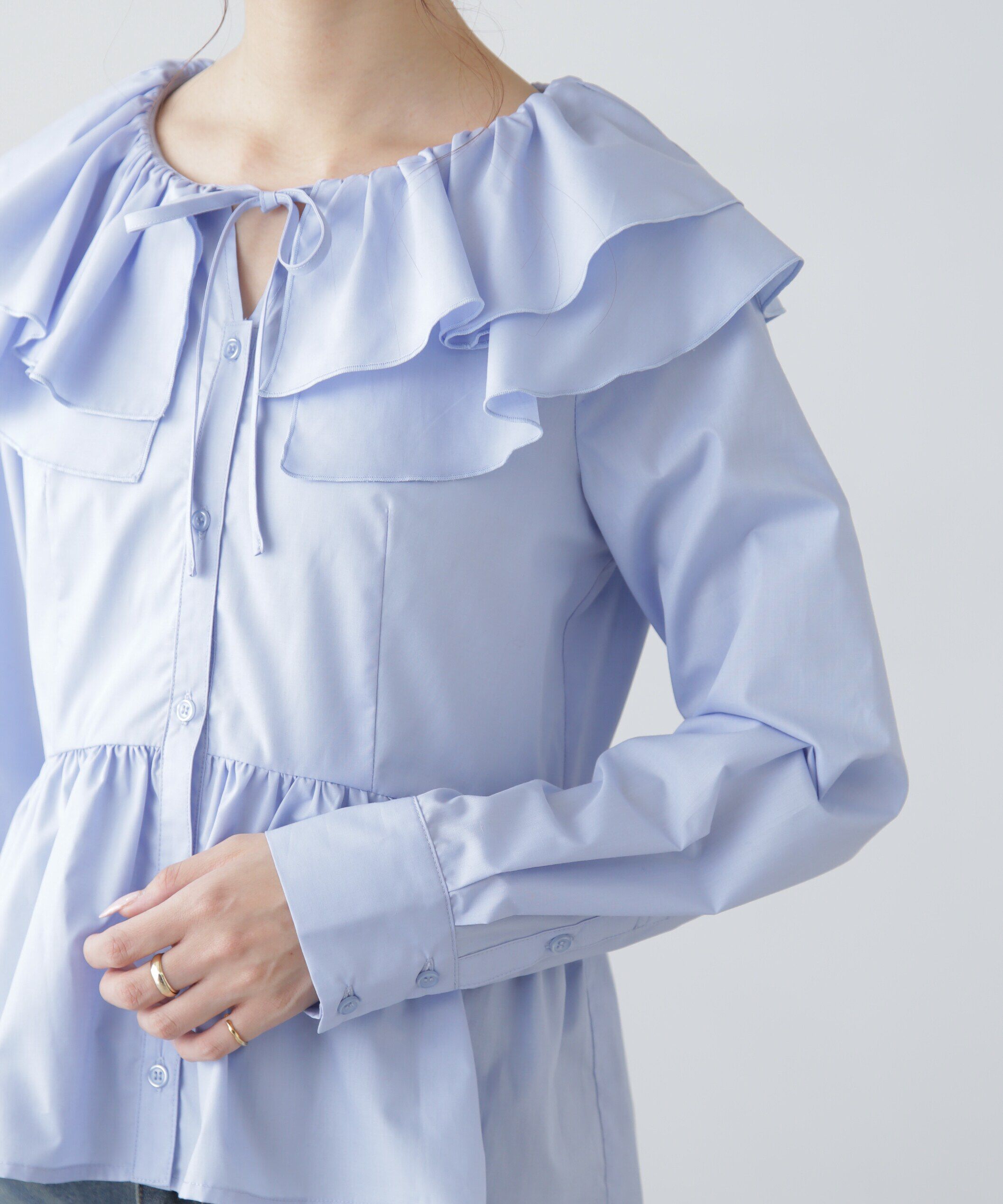  「フリル襟ペプラムシャツ」|シャツ・ブラウス|