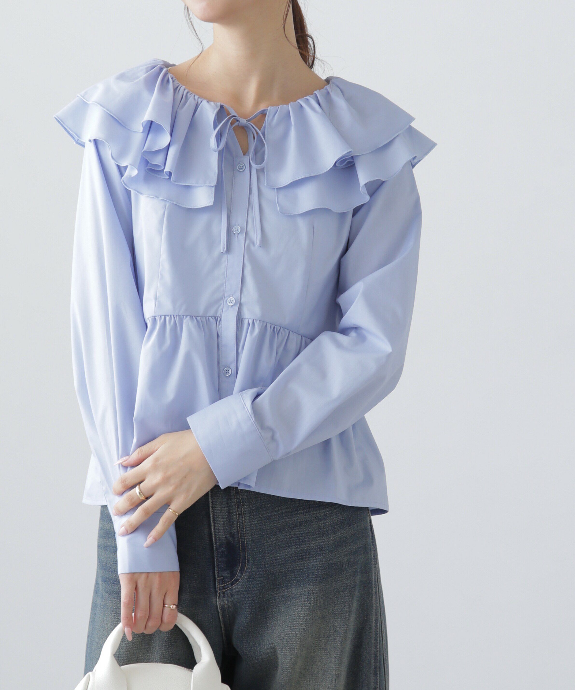  「フリル襟ペプラムシャツ」|シャツ・ブラウス|