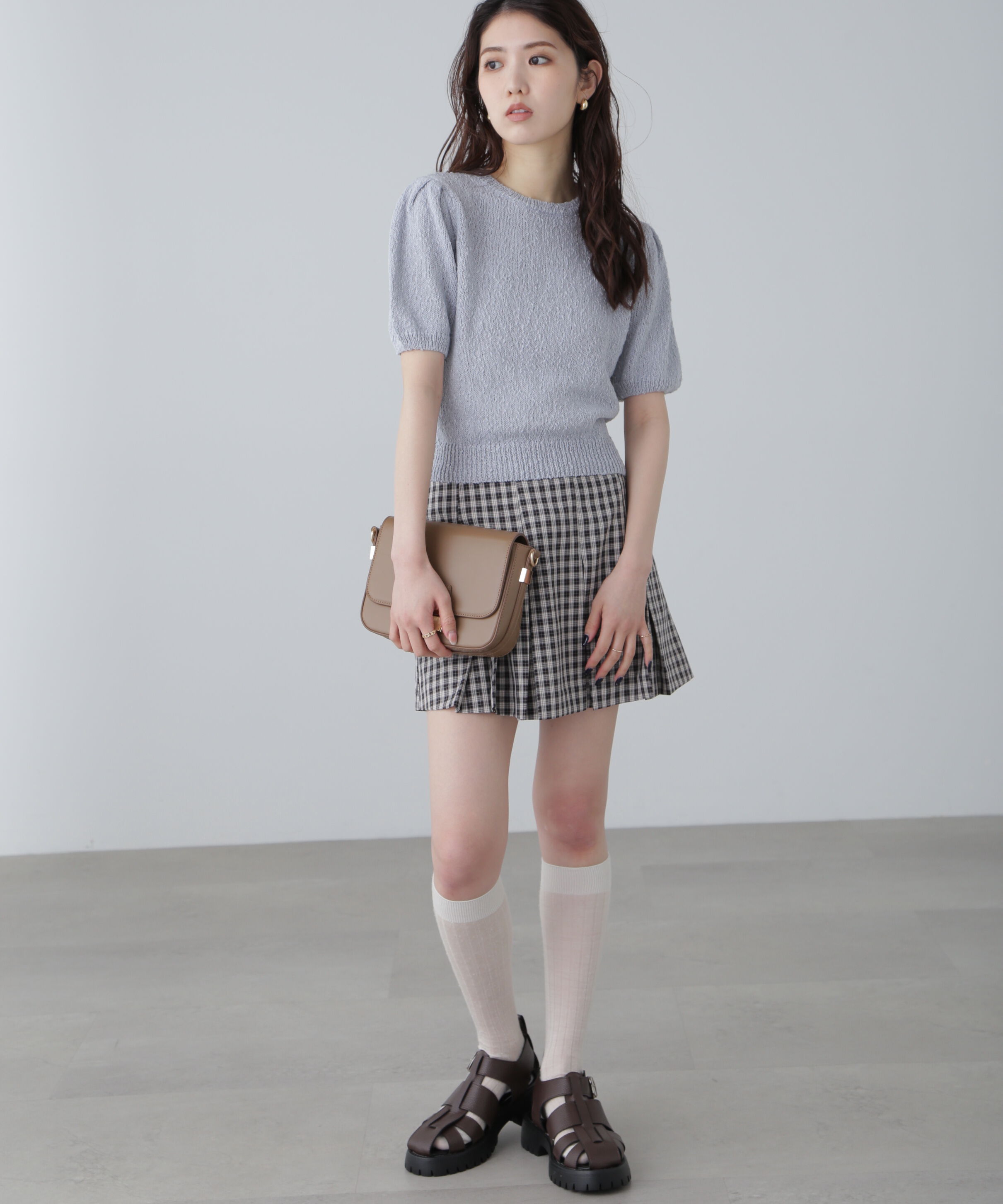  「スラブ編み半袖ニット」|ニット・セーター|