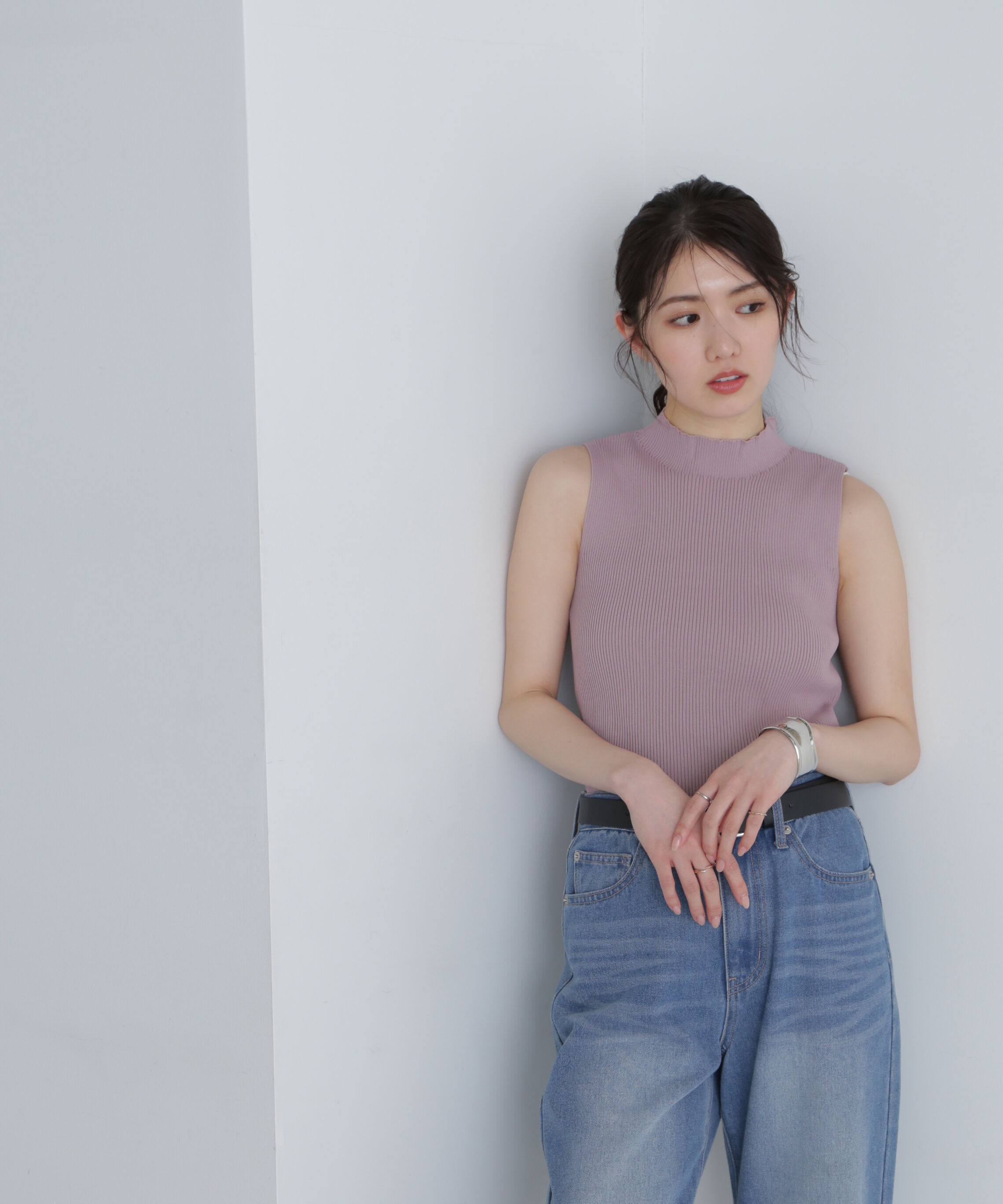  「〈洗える〉マシンウォッシャブルノースリーブニット」|ニット・セーター|ピンク