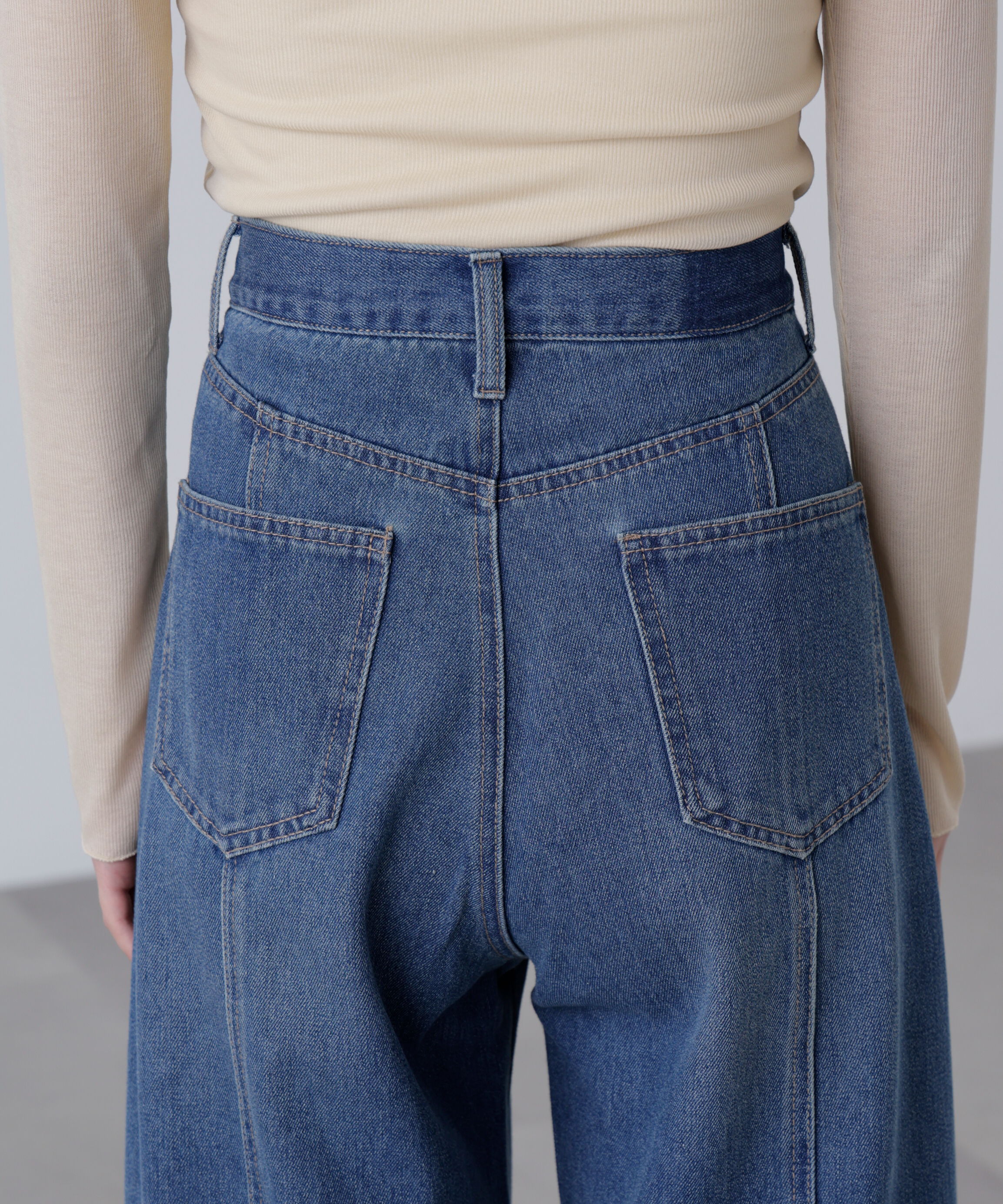  「[低身長サイズ/Sシリーズ]アシメベルトコクーンデニムパンツ」|その他|