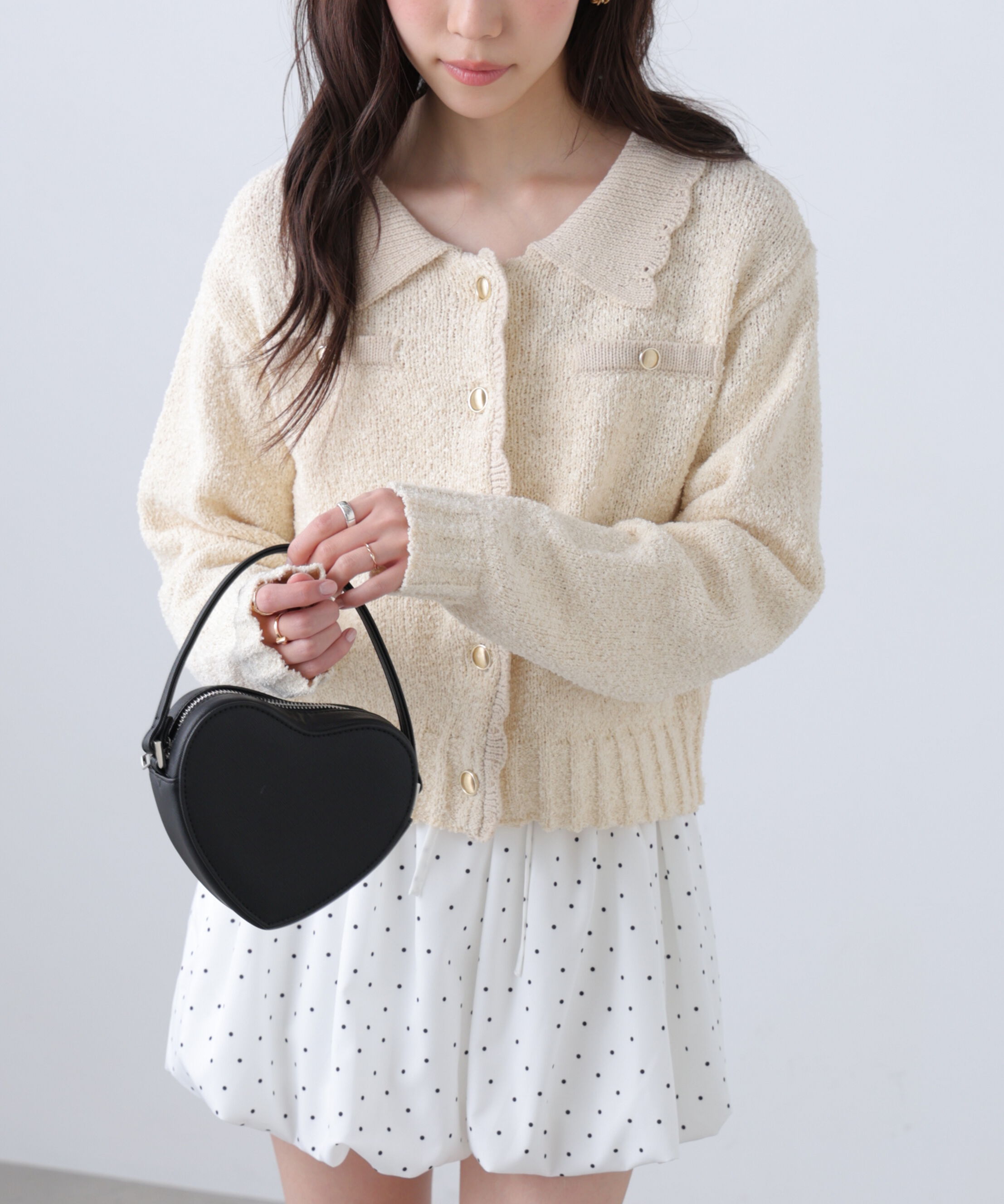  「ミニブークレツイードライクニットカーディガン」|ニット・セーター|