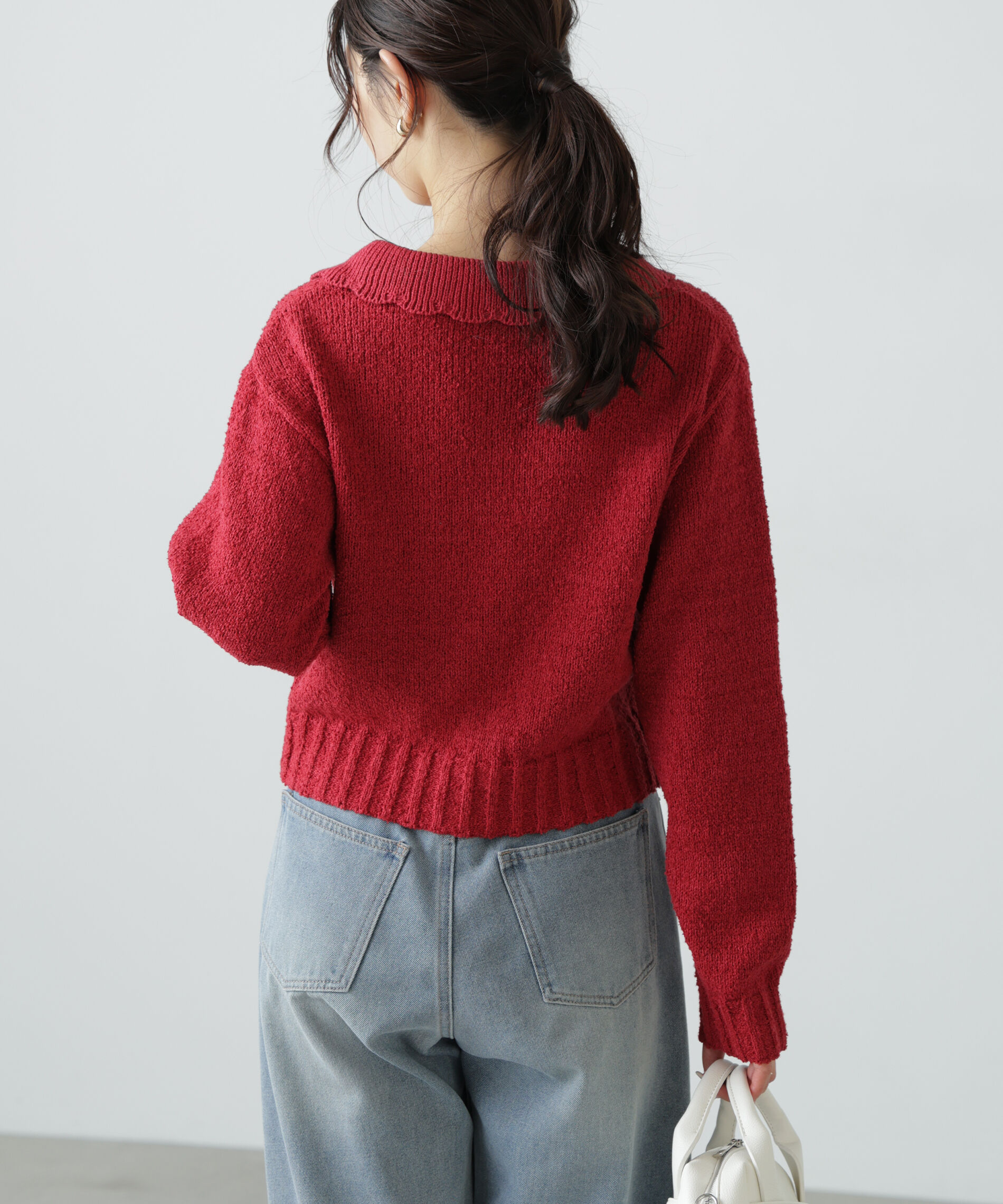  「ミニブークレツイードライクニットカーディガン」|ニット・セーター|