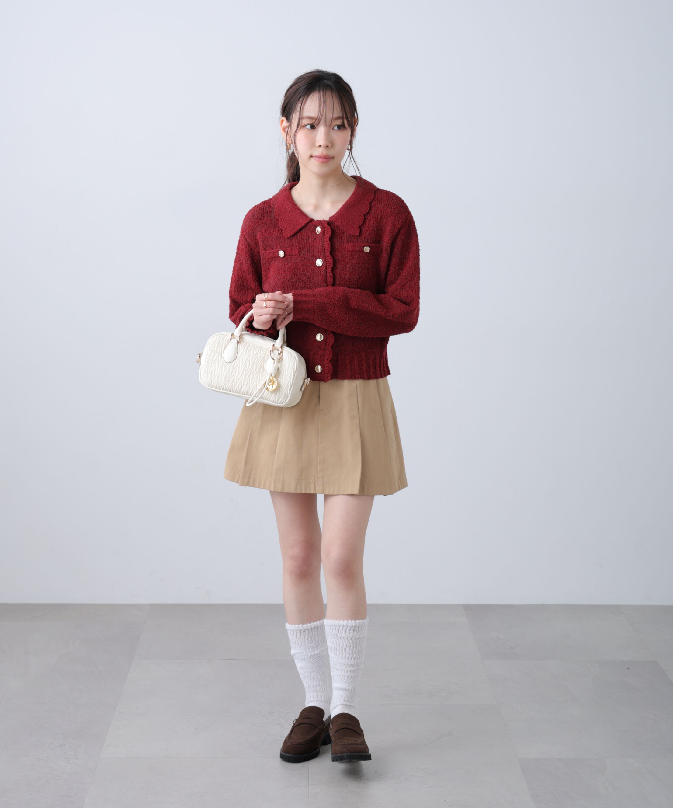  「ミニブークレツイードライクニットカーディガン」|ニット・セーター|