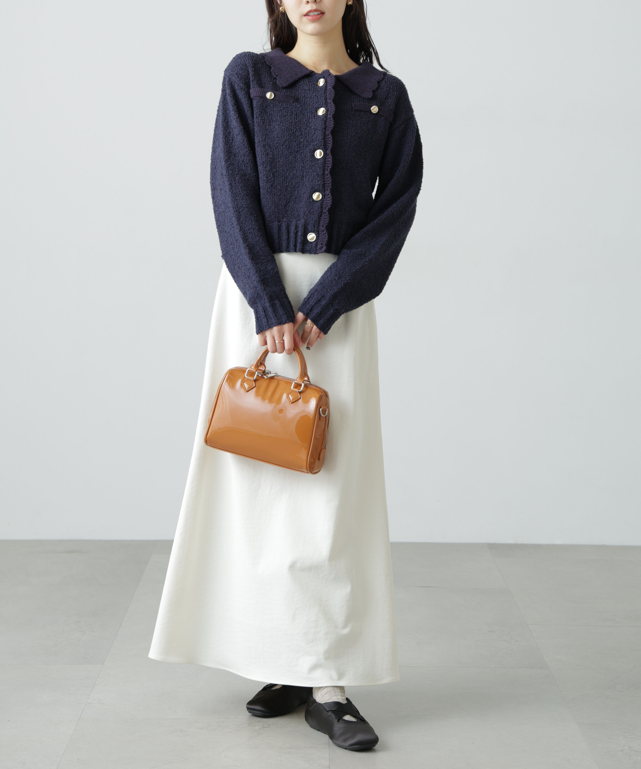  「ミニブークレツイードライクニットカーディガン」|ニット・セーター|