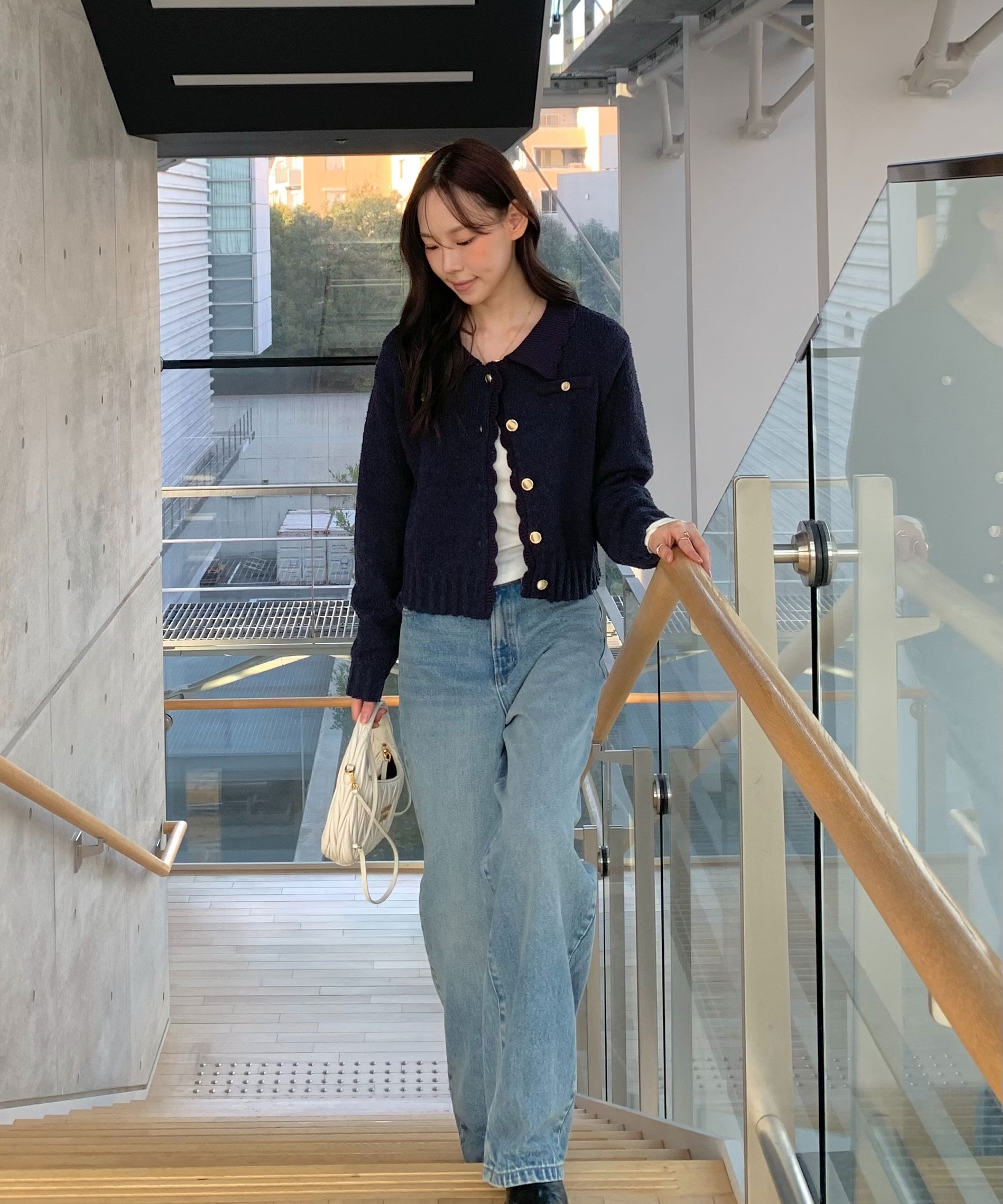  「ミニブークレツイードライクニットカーディガン」|ニット・セーター|