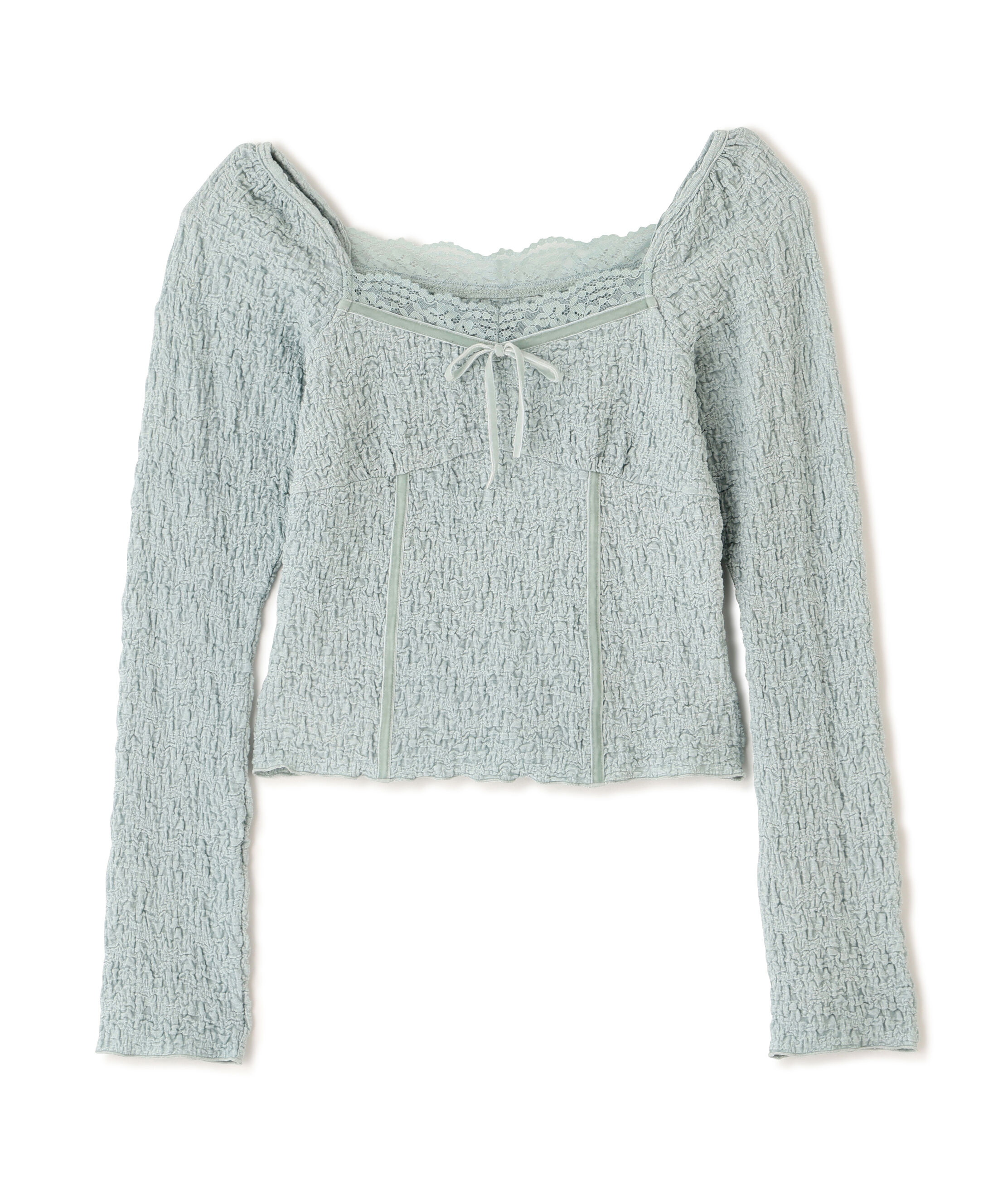  「レーストリムジャガード長袖カットソー」|Tシャツ・カットソー|