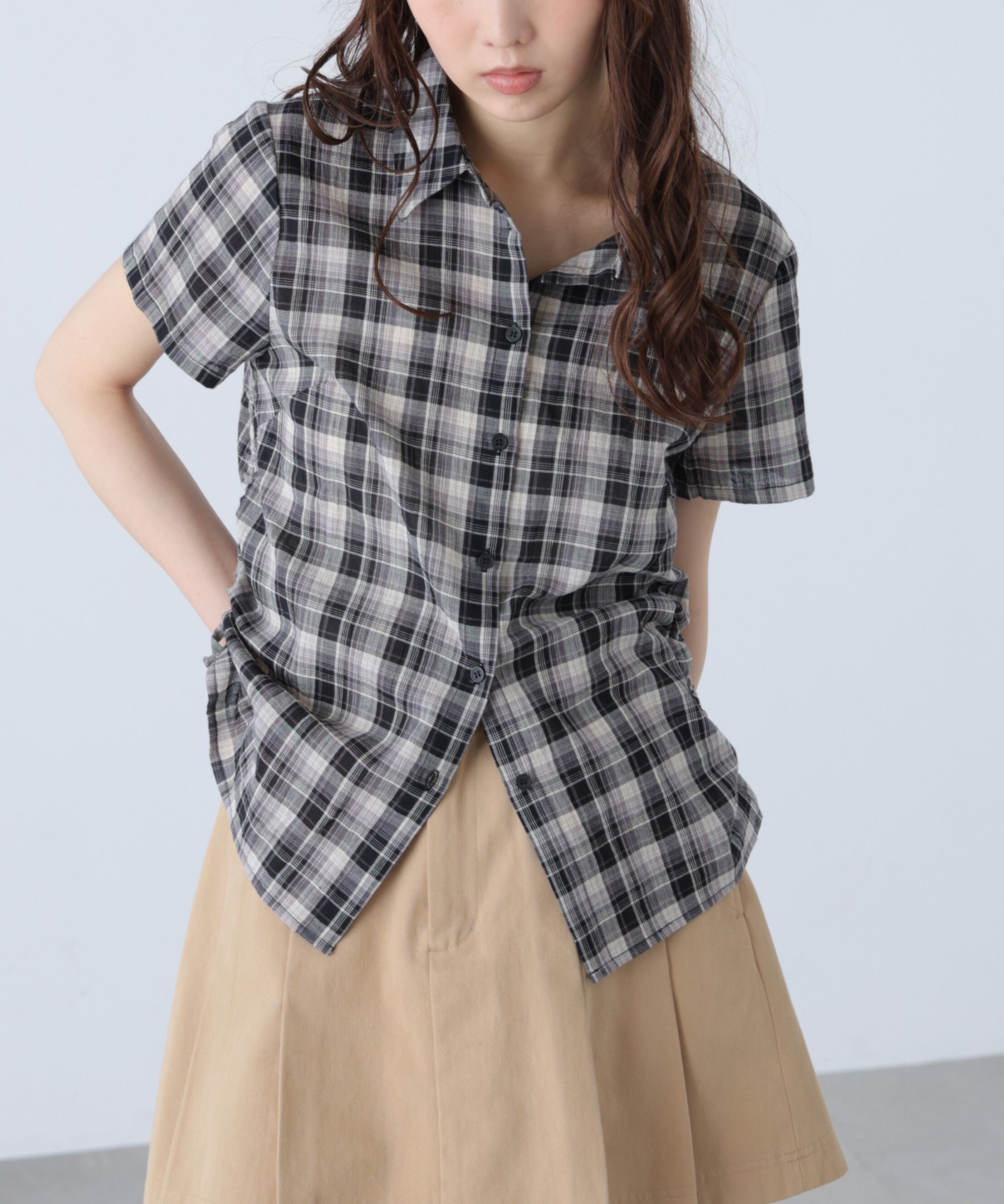  「ドロストチェックシャツ」|シャツ・ブラウス|