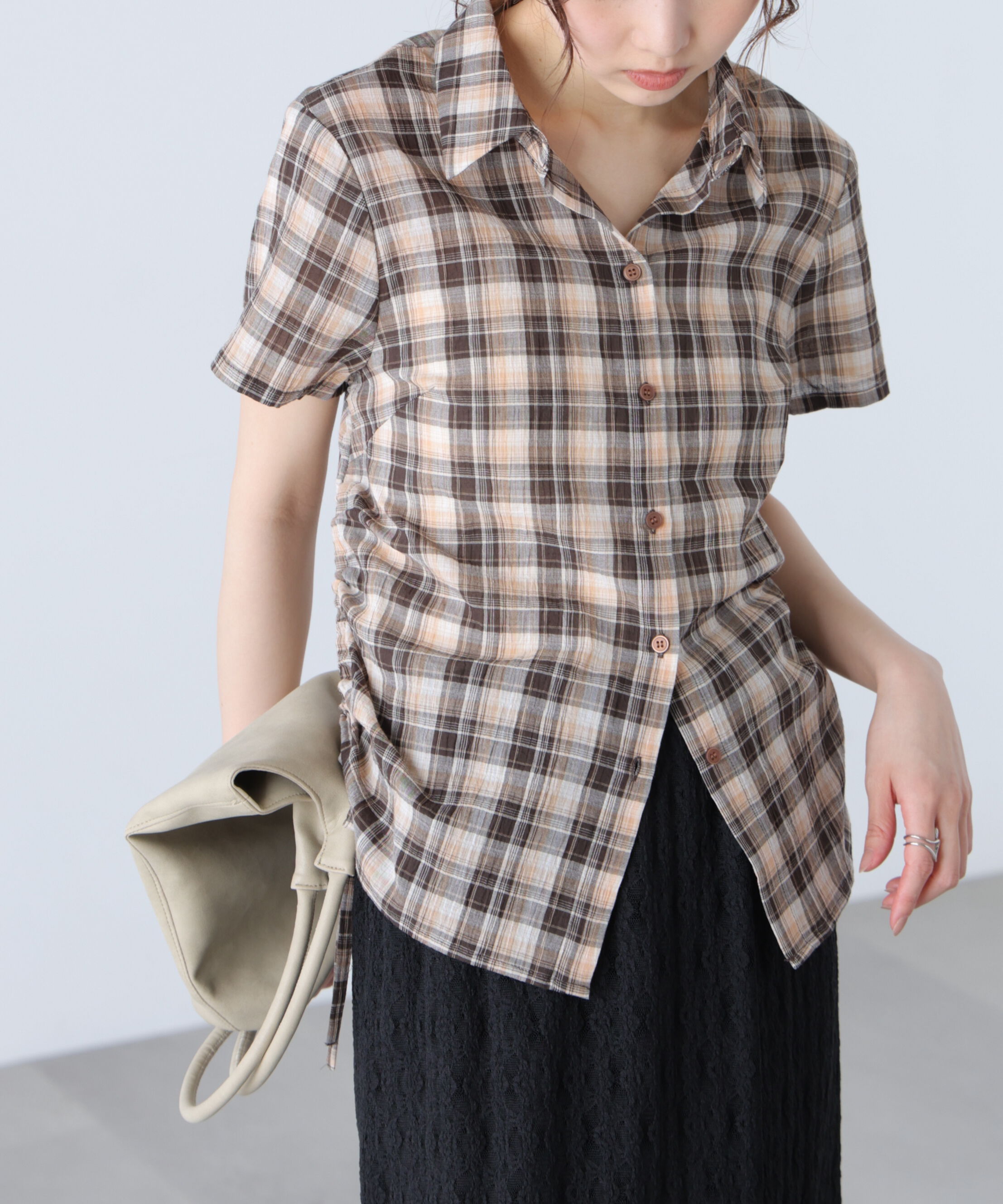  「ドロストチェックシャツ」|シャツ・ブラウス|