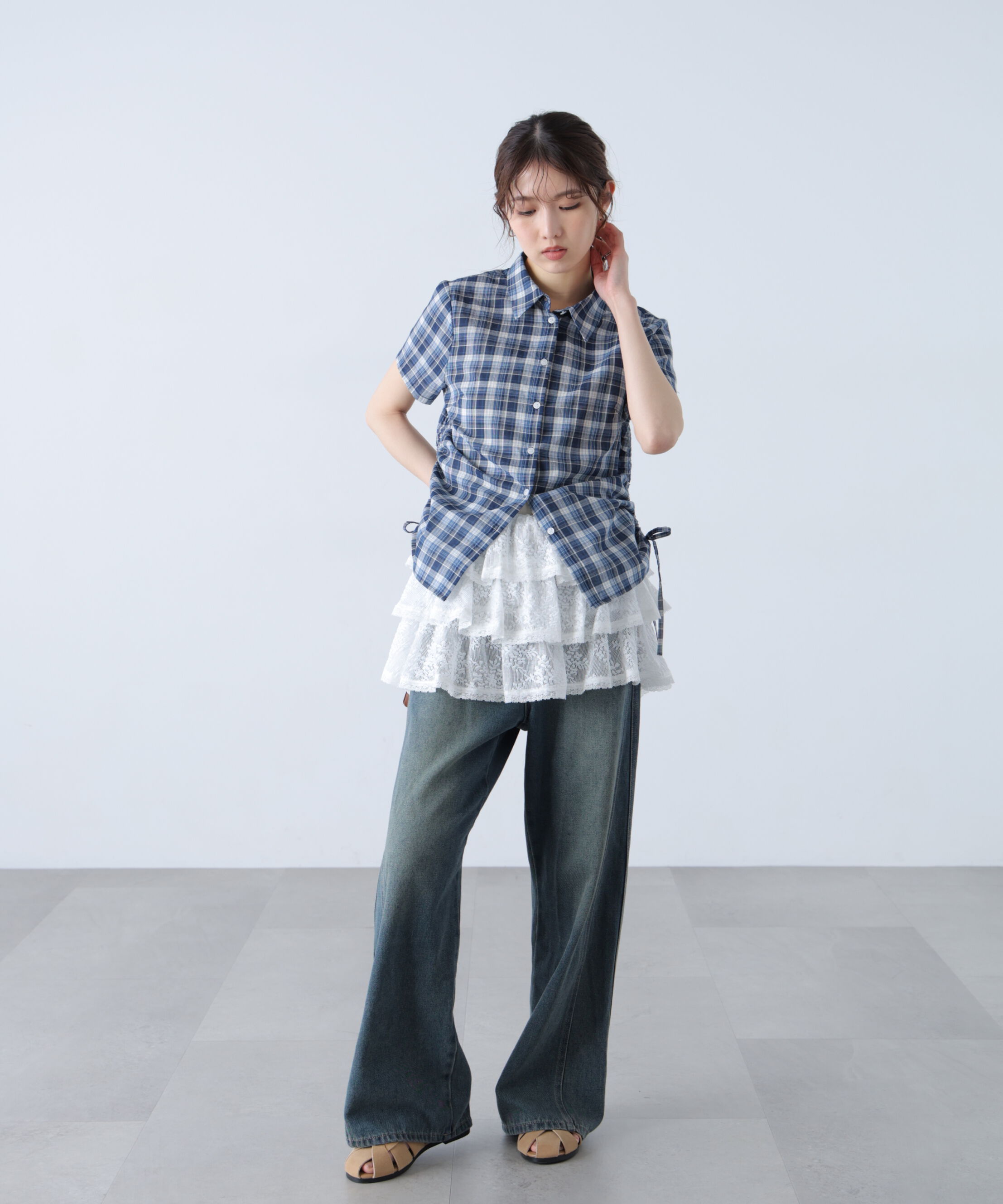  「ドロストチェックシャツ」|シャツ・ブラウス|
