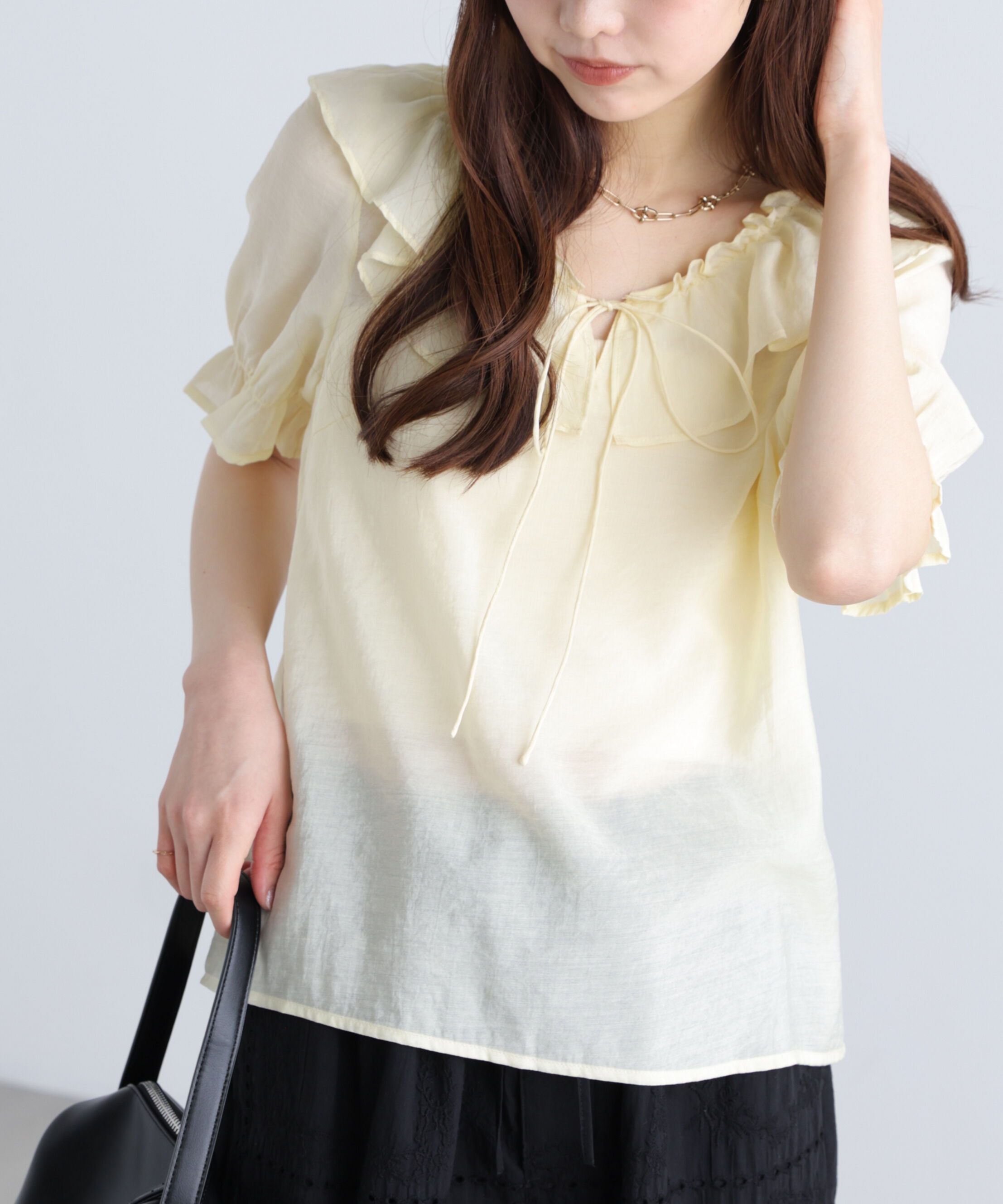  「シアーフリル半袖ブラウス」|シャツ・ブラウス|