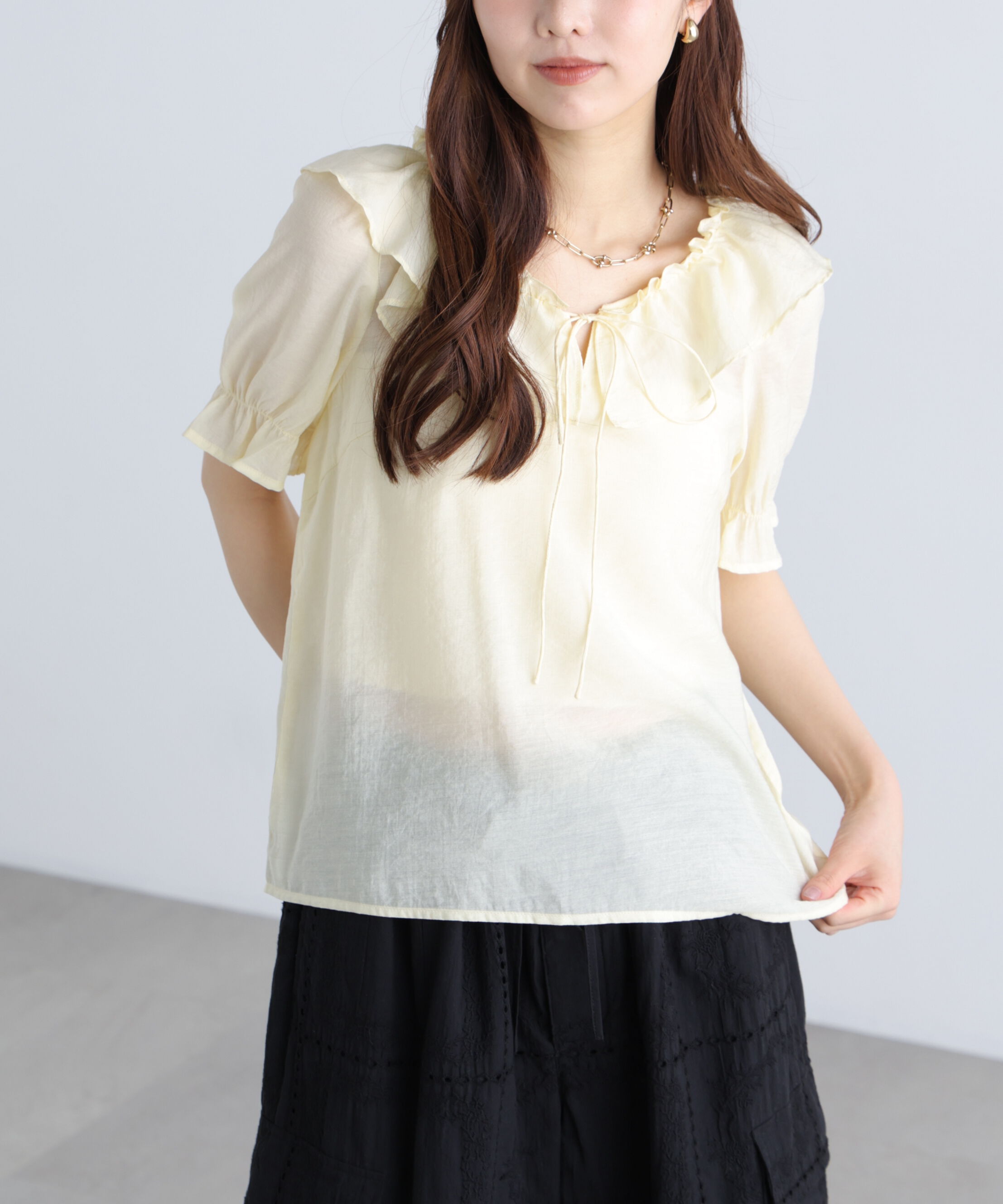  「シアーフリル半袖ブラウス」|シャツ・ブラウス|