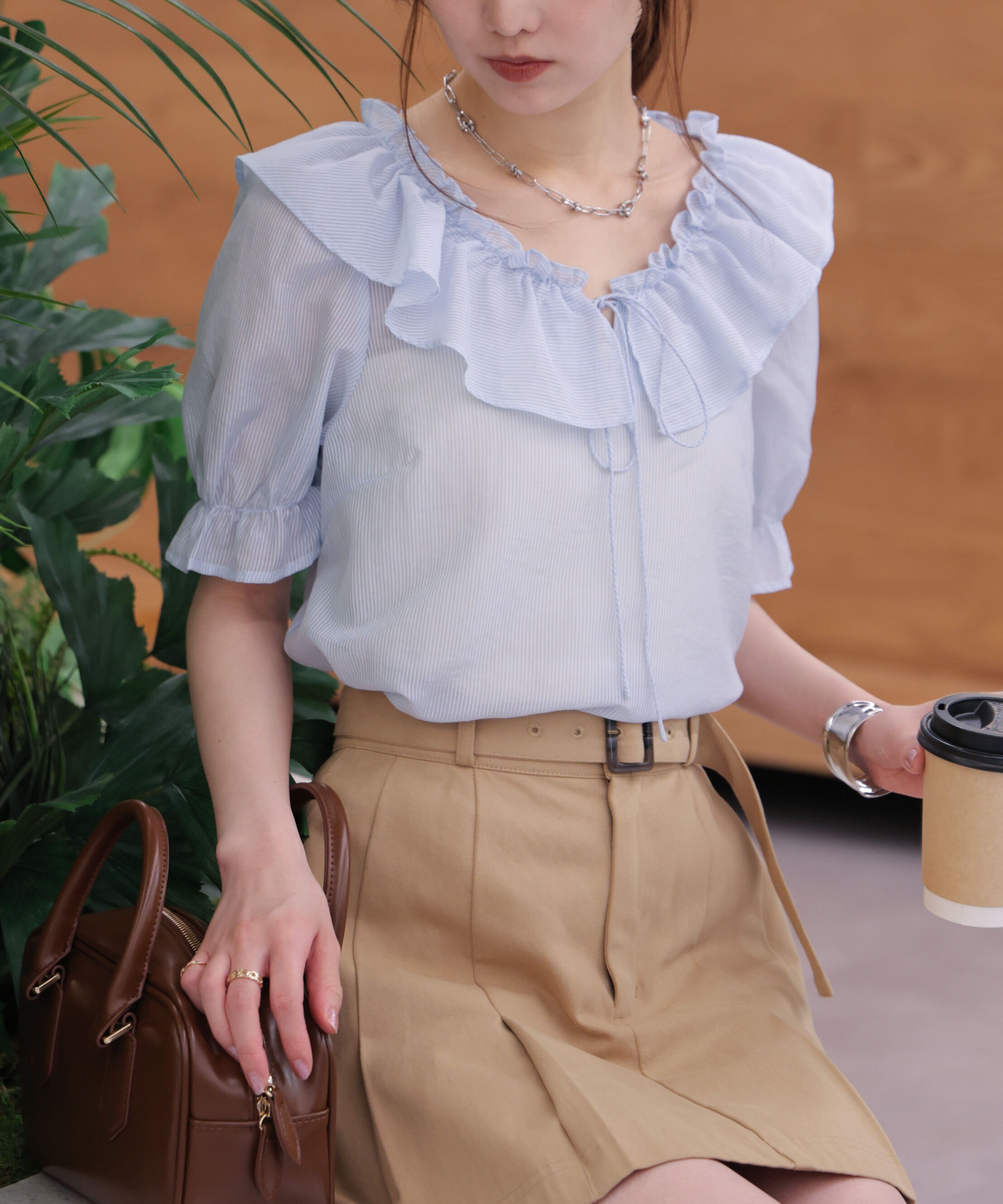  「シアーフリル半袖ブラウス」|シャツ・ブラウス|サックスベー 1