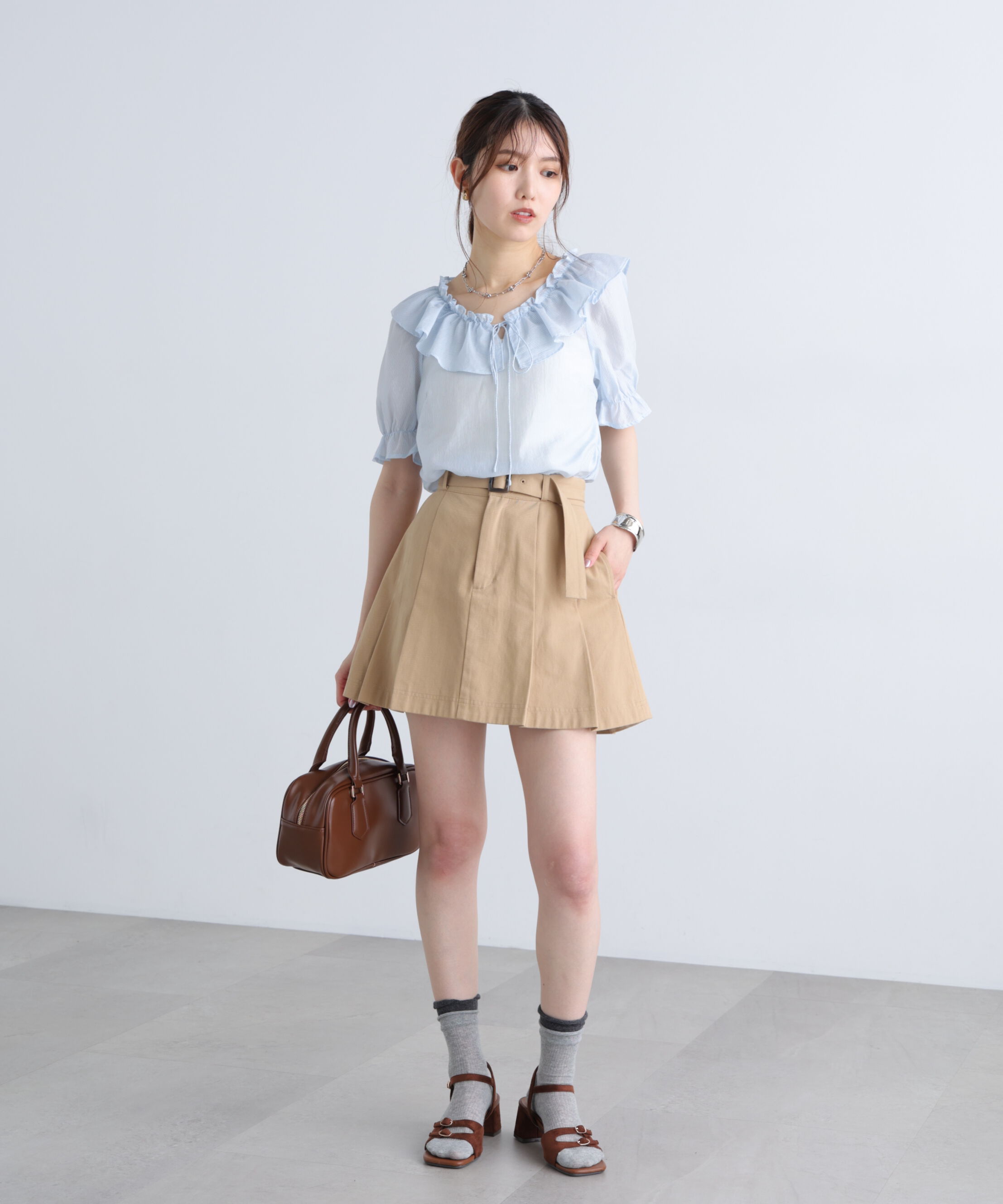  「シアーフリル半袖ブラウス」|シャツ・ブラウス|