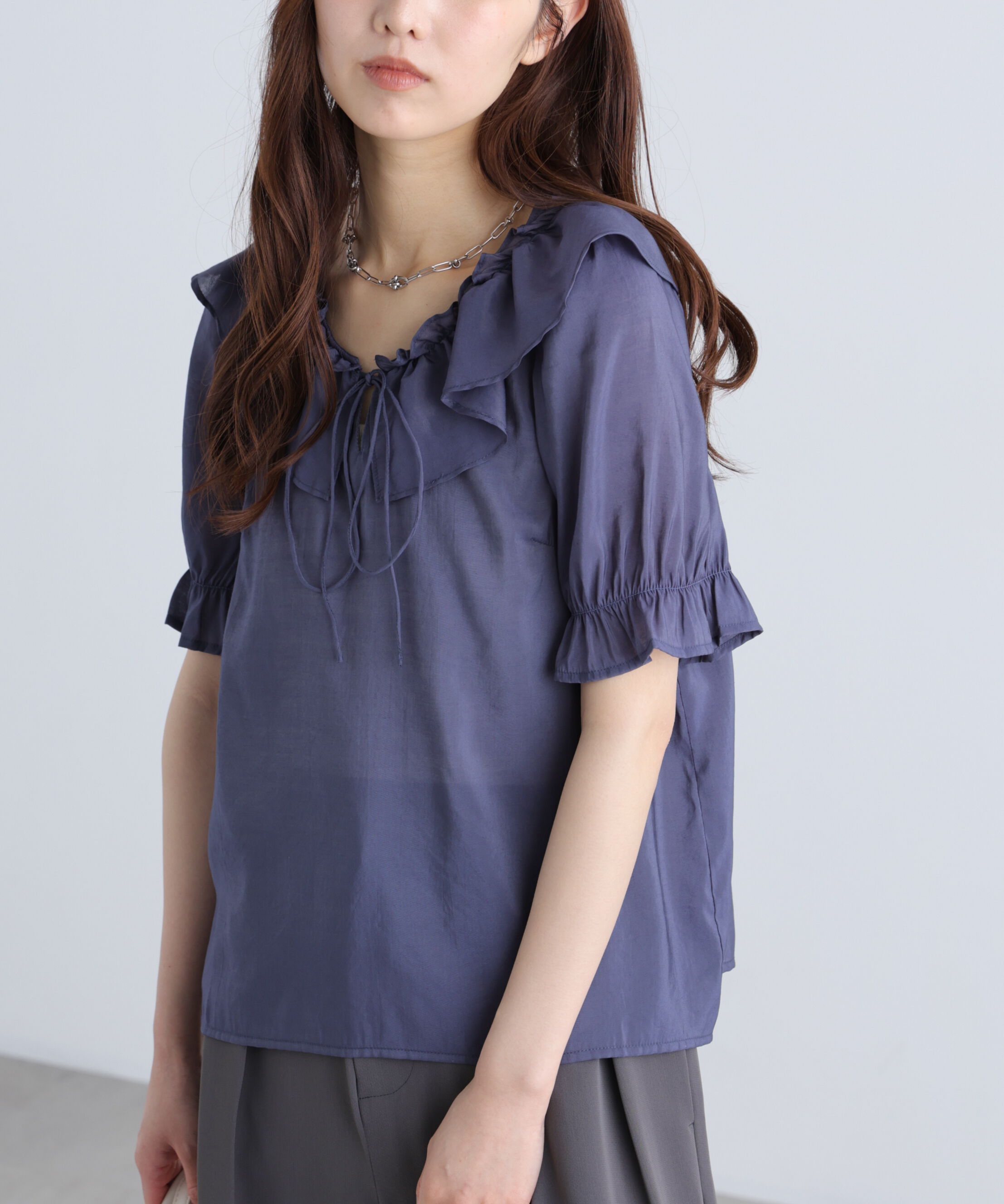 「シアーフリル半袖ブラウス」|シャツ・ブラウス|