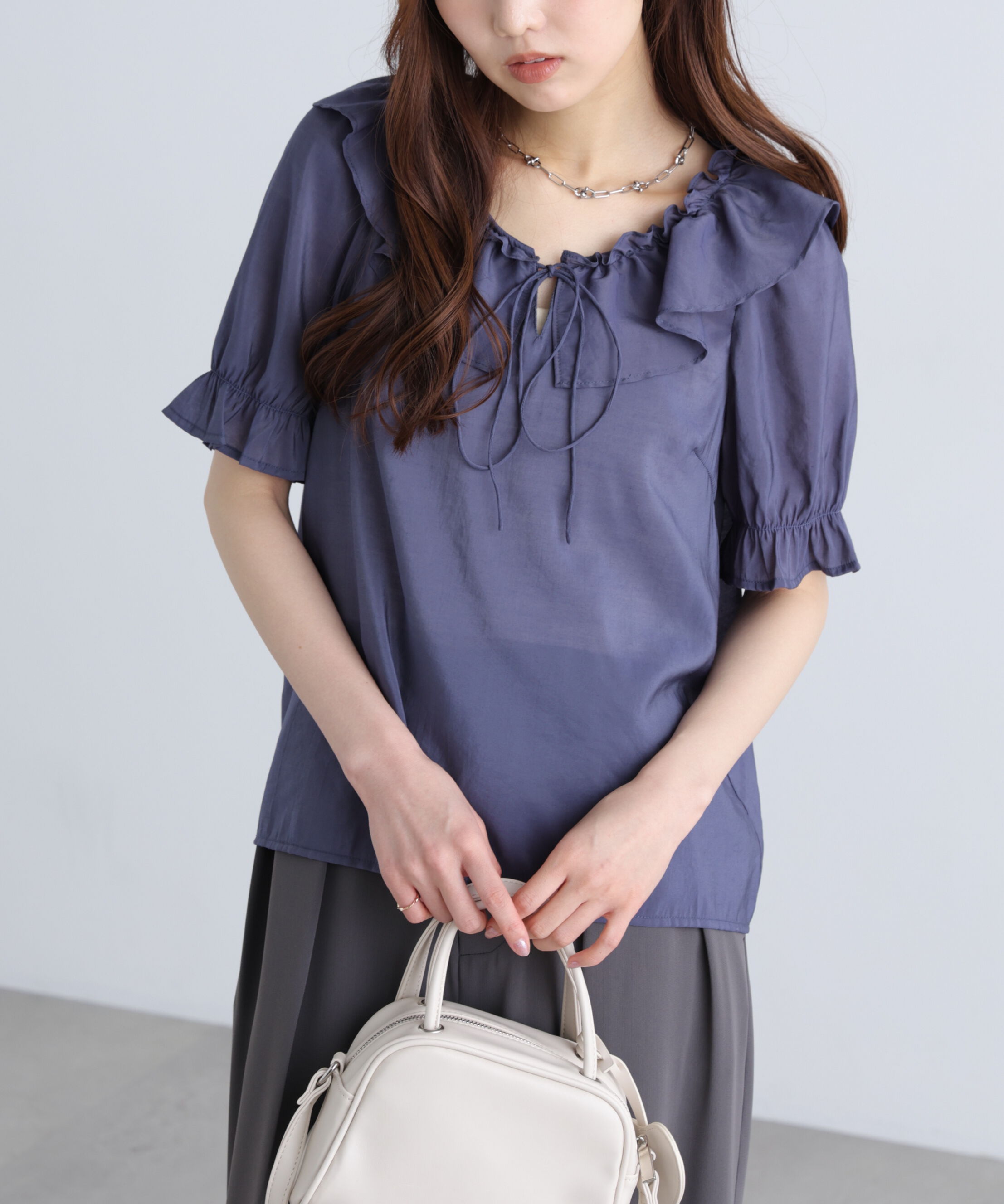  「シアーフリル半袖ブラウス」|シャツ・ブラウス|