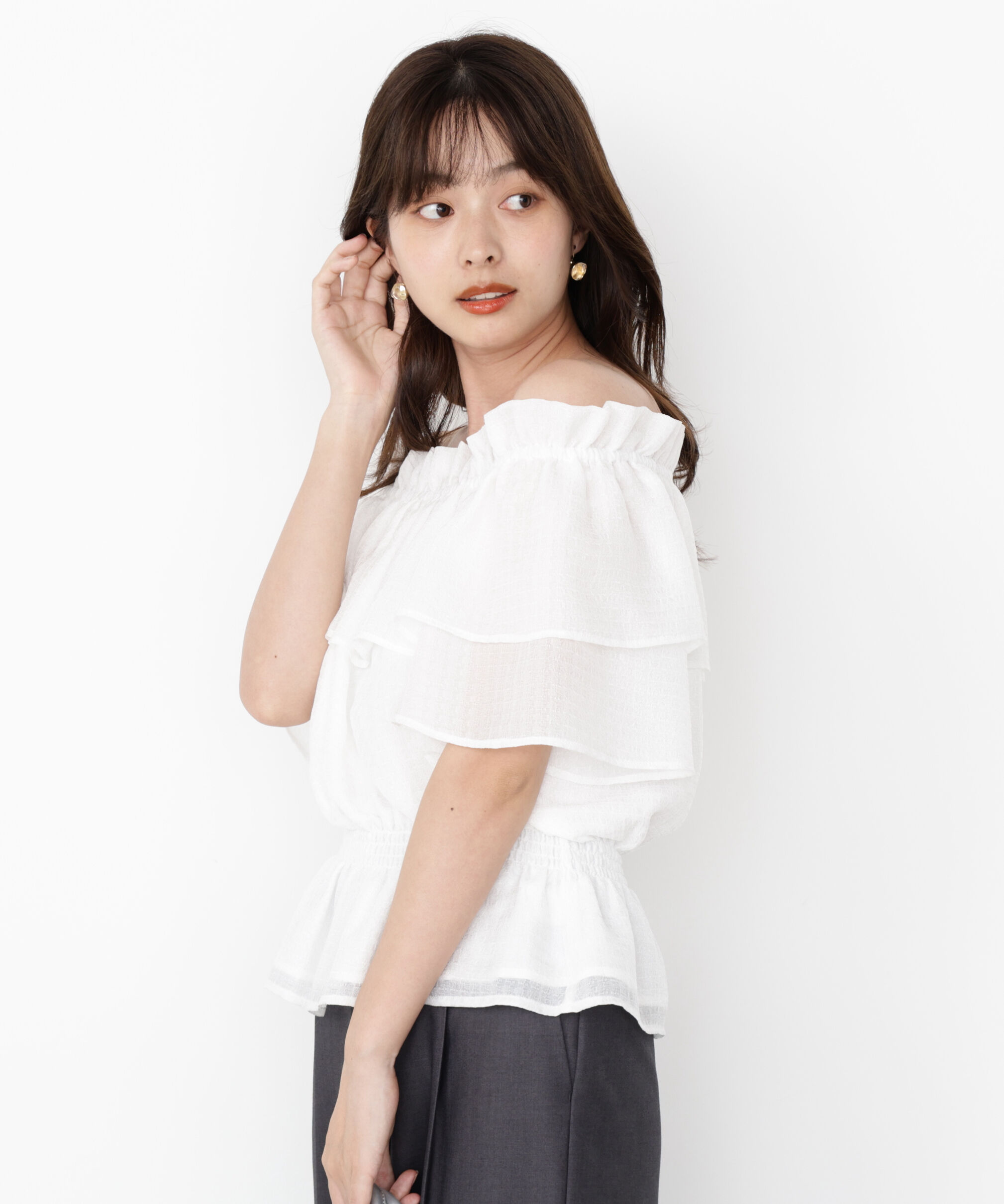 PROPORTION BODY DRESSING「＜ウォッシャブル＞2wayギャザーペプラムブラウス」|シャツ・ブラウス|