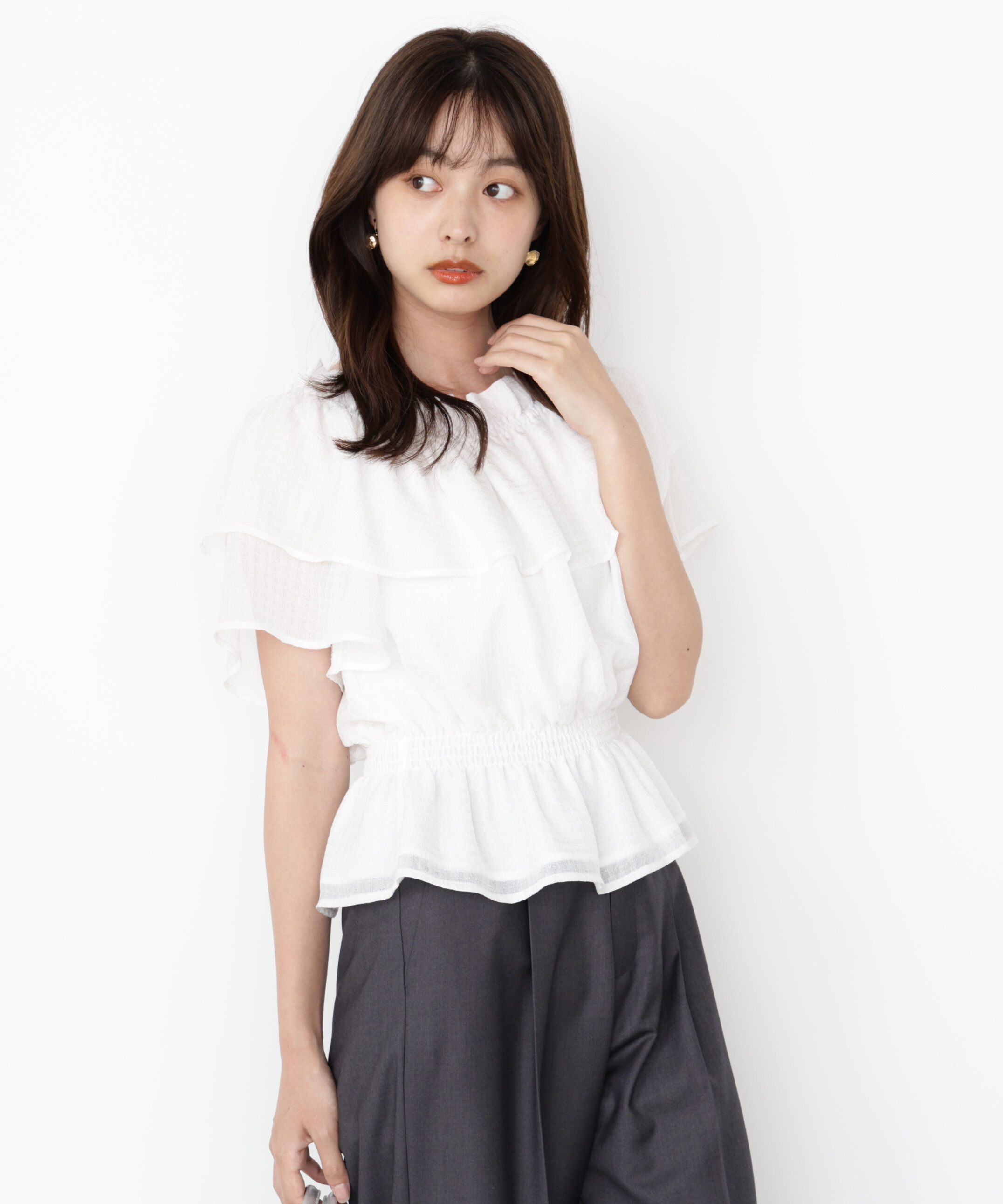 PROPORTION BODY DRESSING「＜ウォッシャブル＞2wayギャザーペプラムブラウス」|シャツ・ブラウス|