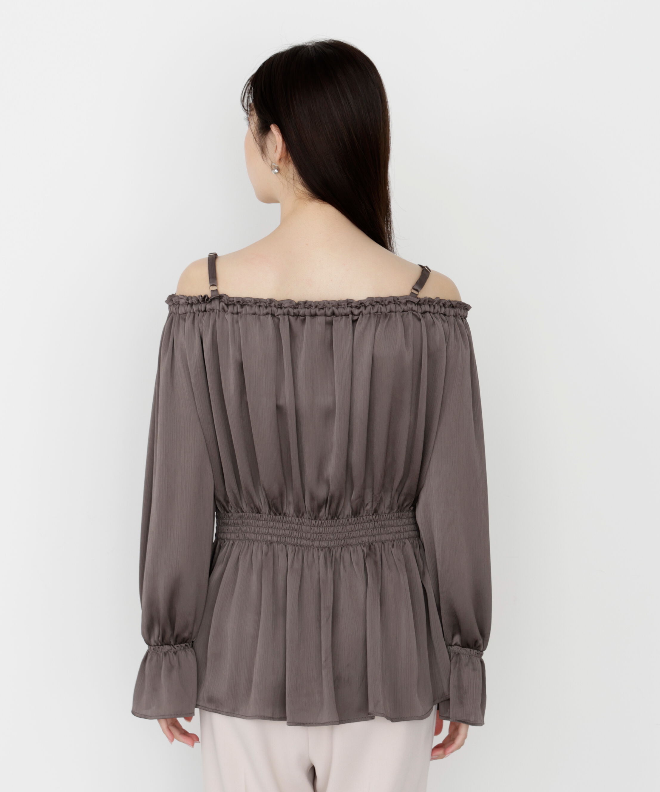 PROPORTION BODY DRESSING「《EDIT COLOGNE》＜ウォッシャブル＞リボン付きオフショルブラウス 25AW」|シャツ・ブラウス|