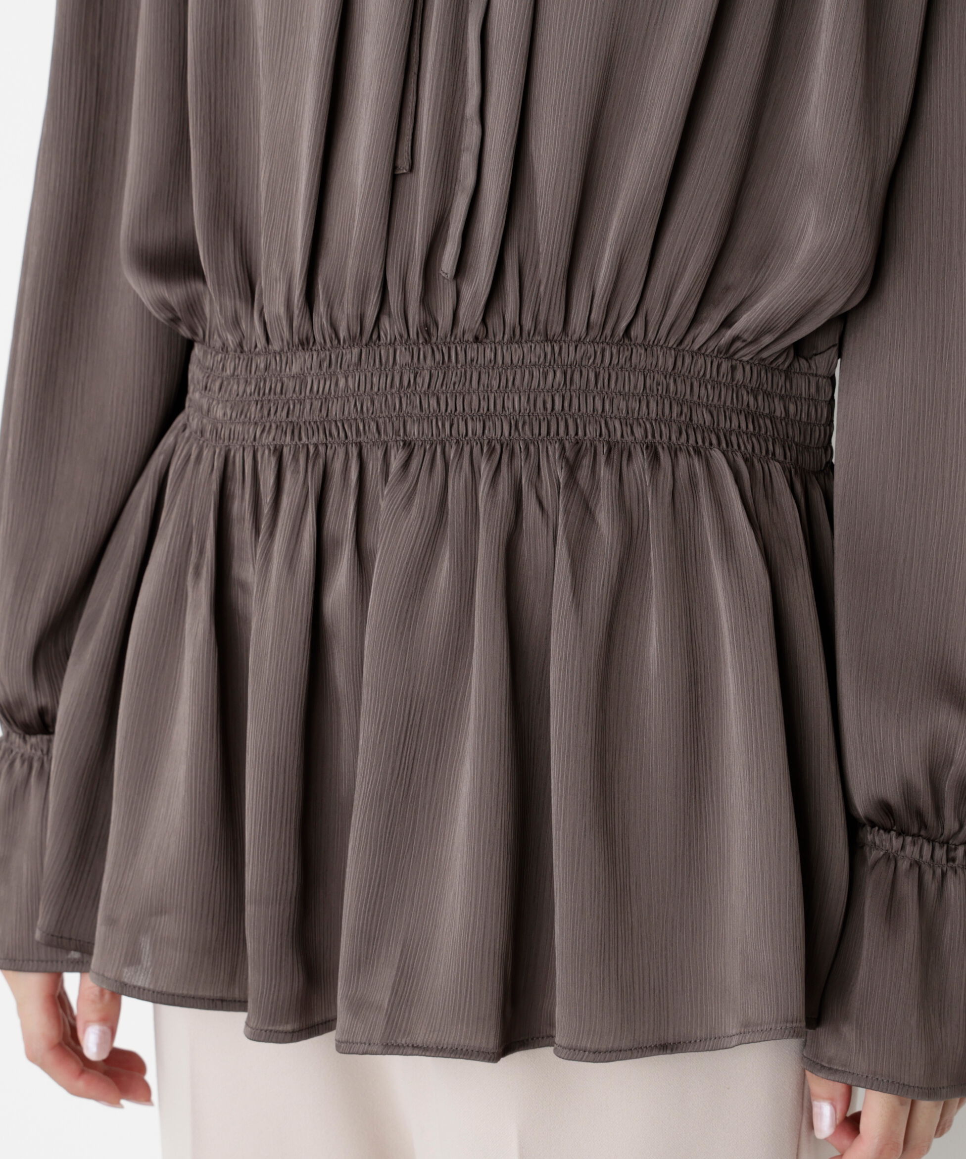 PROPORTION BODY DRESSING「《EDIT COLOGNE》＜ウォッシャブル＞リボン付きオフショルブラウス 25AW」|シャツ・ブラウス|