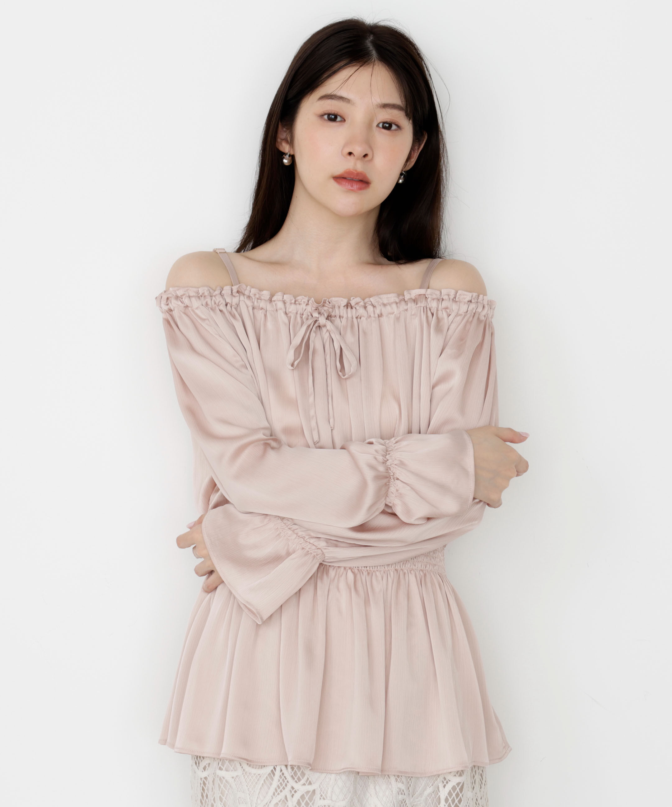 PROPORTION BODY DRESSING「《EDIT COLOGNE》＜ウォッシャブル＞リボン付きオフショルブラウス 25AW」|シャツ・ブラウス|