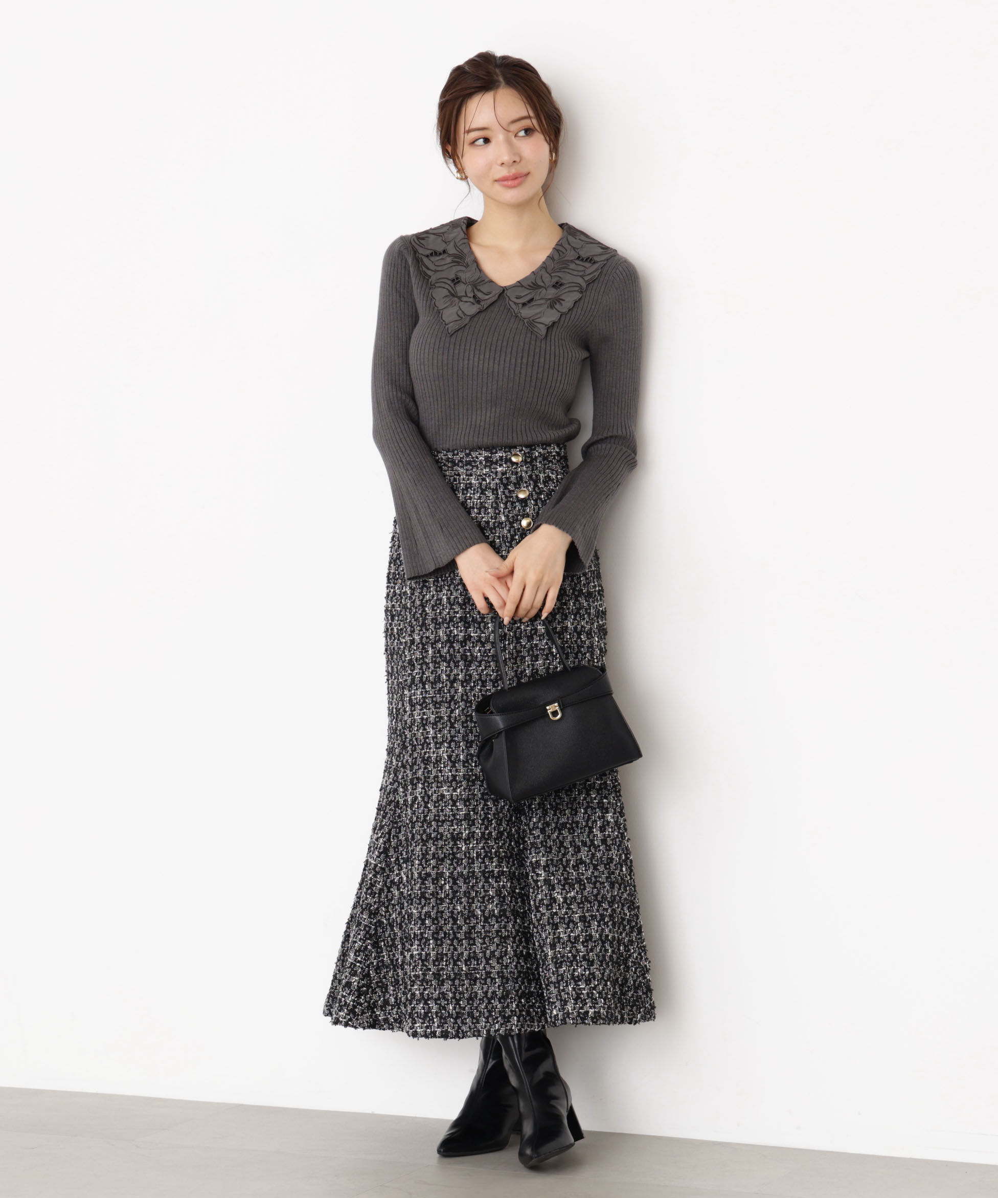 PROPORTION BODY DRESSING「ラメツイードマーメイドスカート 25AW」|スカート|ブラック