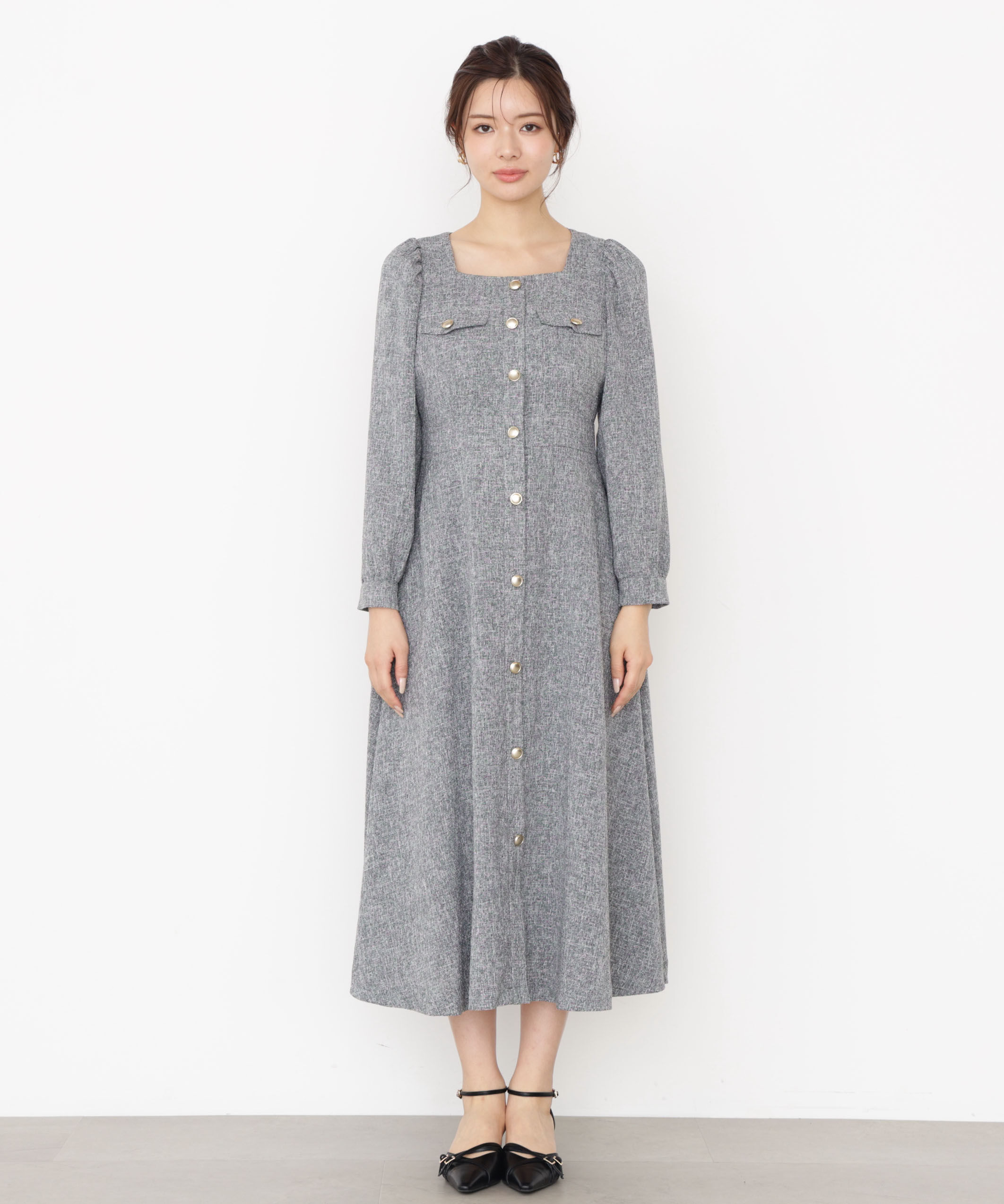 PROPORTION BODY DRESSING「フロント釦ツイードワンピース 25AW」|ワンピース|