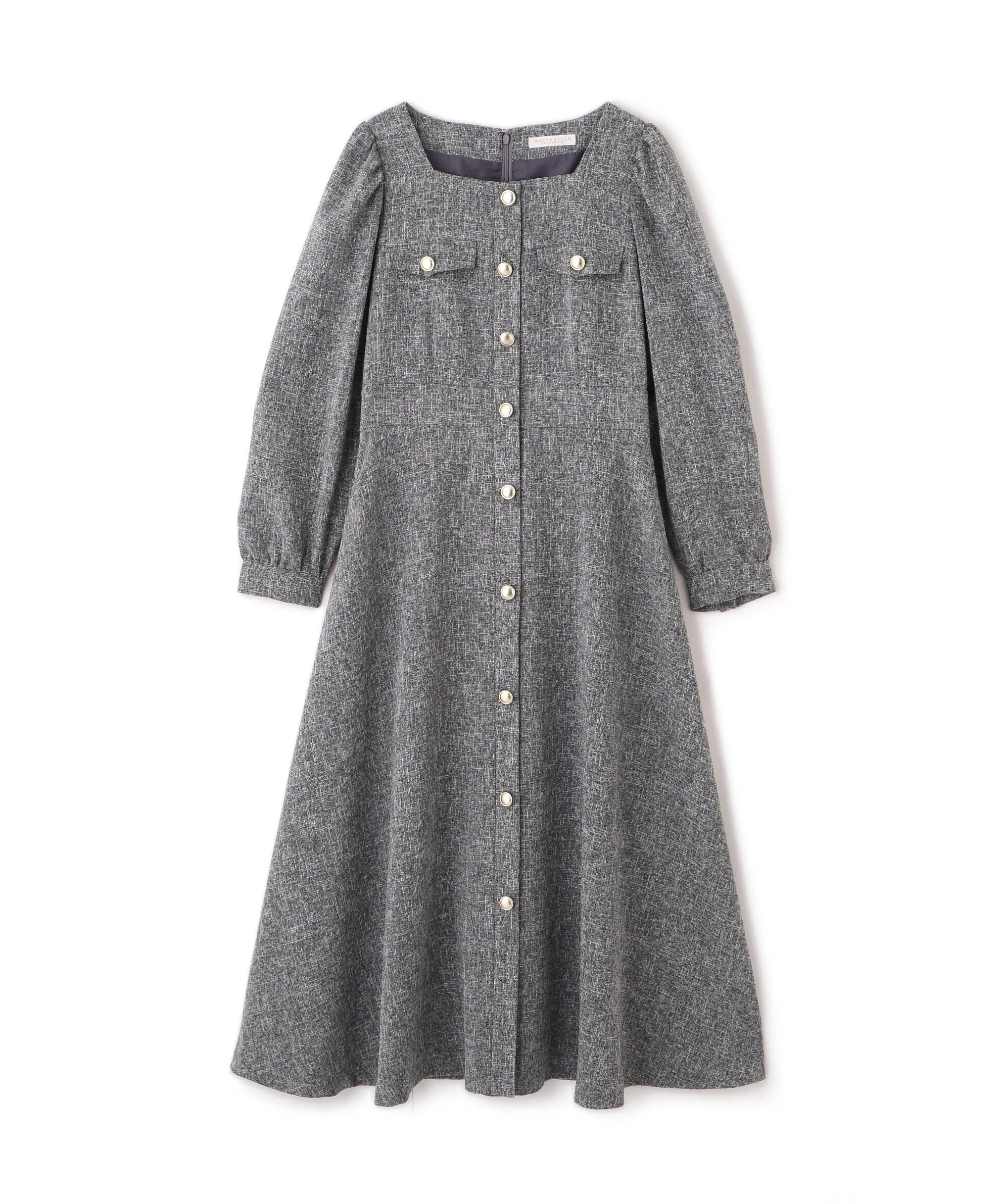 PROPORTION BODY DRESSING「フロント釦ツイードワンピース 25AW」|ワンピース|