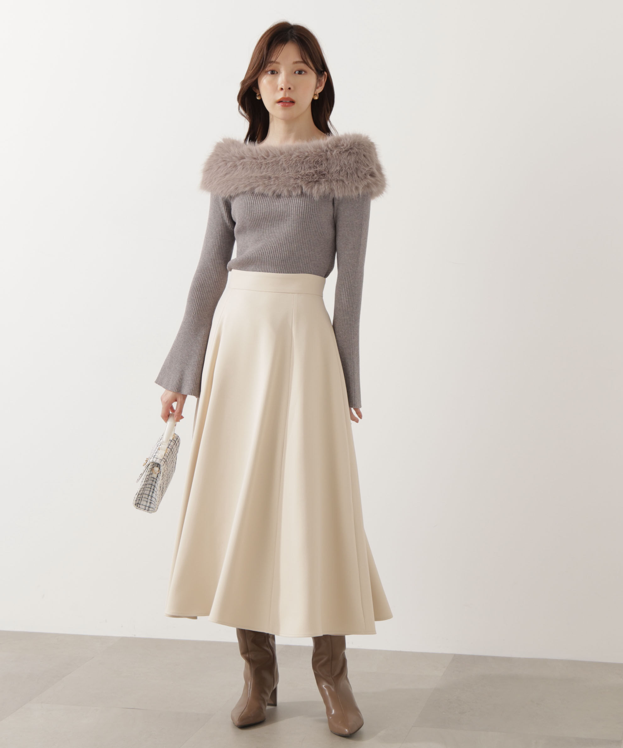 PROPORTION BODY DRESSING「＜ウォッシャブル＞ウィンターフレアースカート 25AW」|スカート|アイボリー2