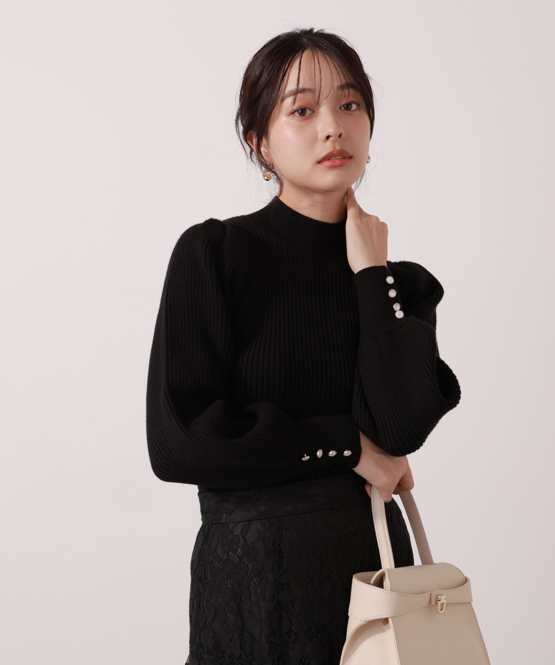 PROPORTION BODY DRESSING「＜ハンドウォッシャブル＞ハイネックボリュームスリーブニット 25AW」|ニット・セーター|